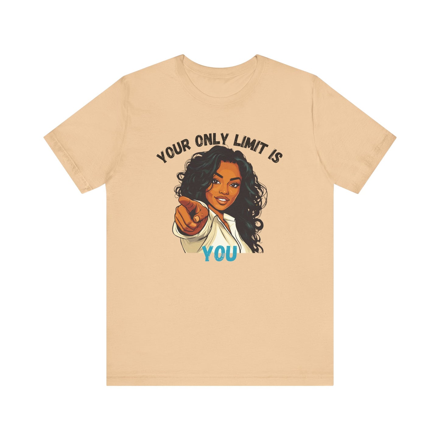 "Your Only Limit Is You" Inspirational Shirt – Motivational Tee in Black & Blue Text