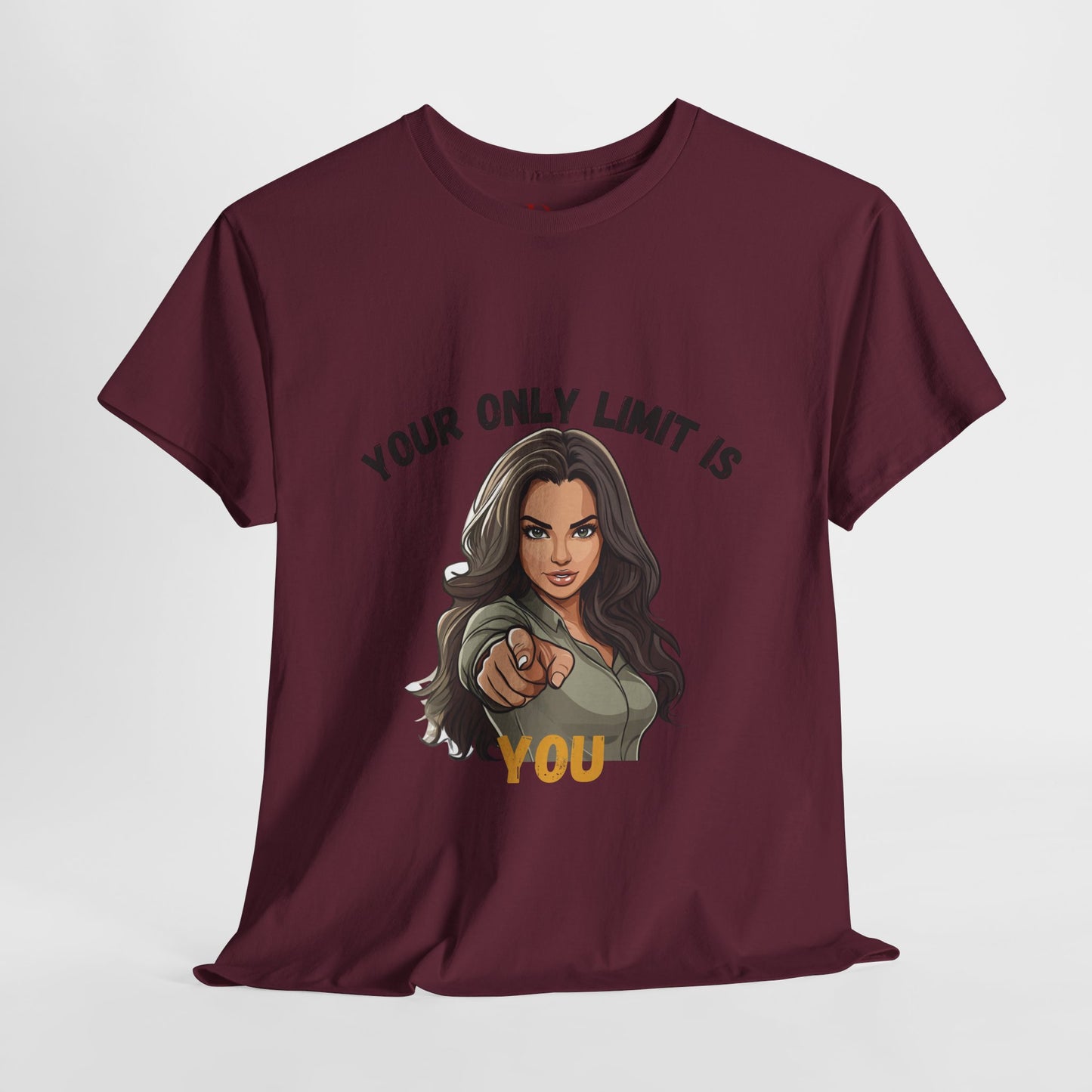 "Your Only Limit Is You" Inspirational Shirt – Motivational Tee in Black & Gold Text