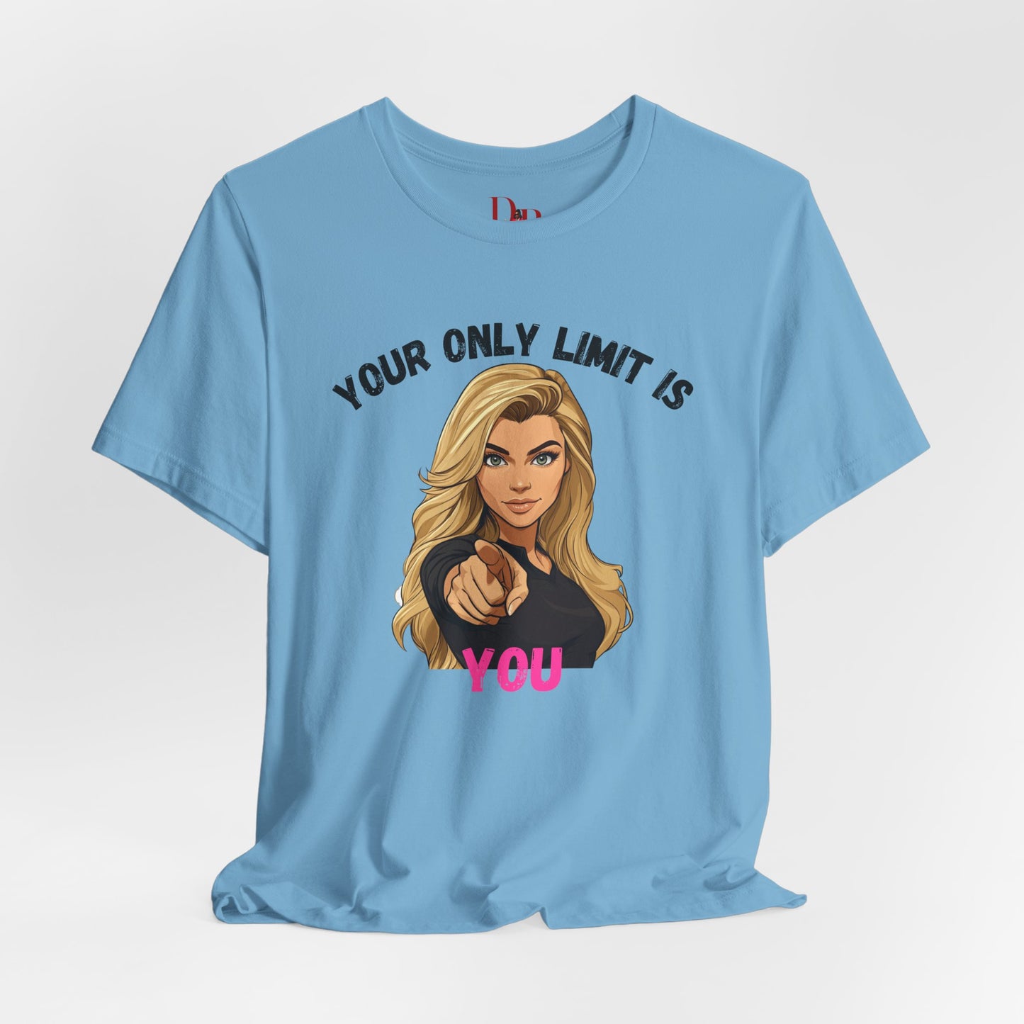 "Your Only Limit Is You" Inspirational Shirt B – Motivational Tee in Black & Pink