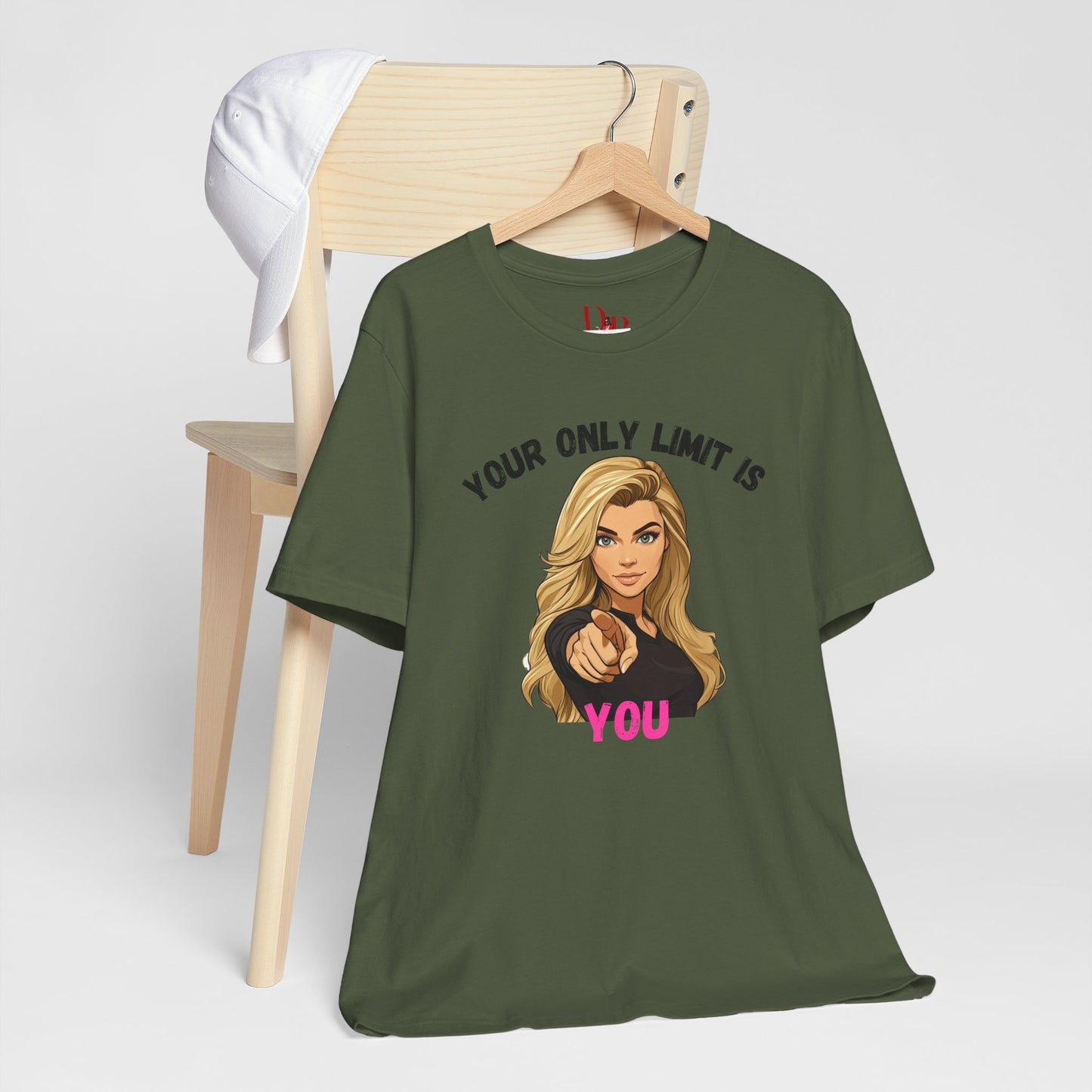 "Your Only Limit Is You" Inspirational Shirt B – Motivational Tee in Black & Pink