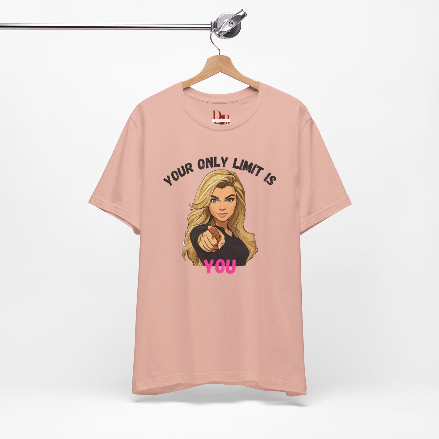 "Your Only Limit Is You" Inspirational Shirt B – Motivational Tee in Black & Pink