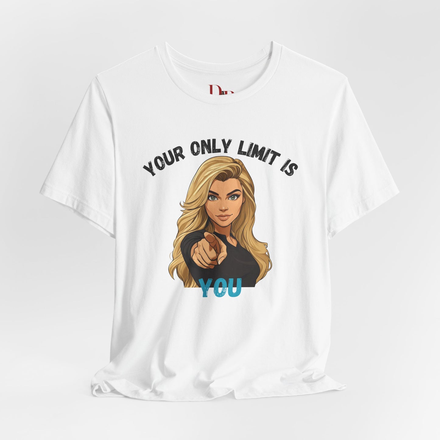 "Your Only Limit Is You" Inspirational Shirt B – Motivational Tee in Black & Blue