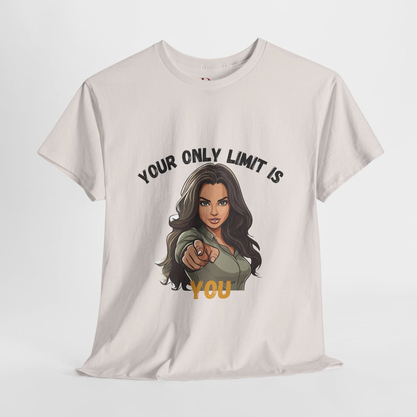 "Your Only Limit Is You" Inspirational Shirt – Motivational Tee in Black & Gold Text