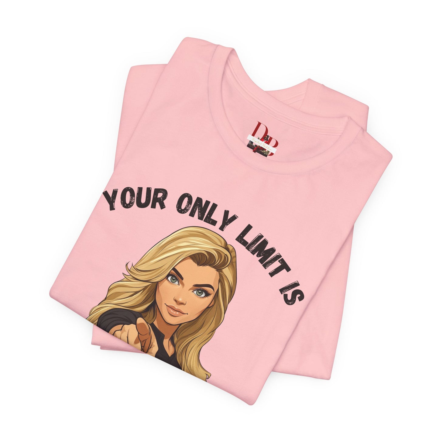 "Your Only Limit Is You" Inspirational Shirt B – Motivational Tee in Black & Pink