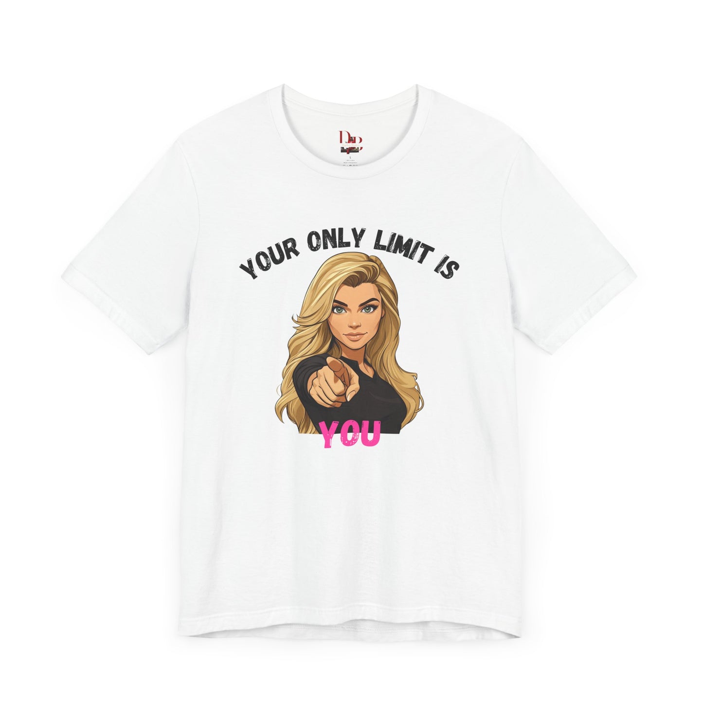 "Your Only Limit Is You" Inspirational Shirt B – Motivational Tee in Black & Pink