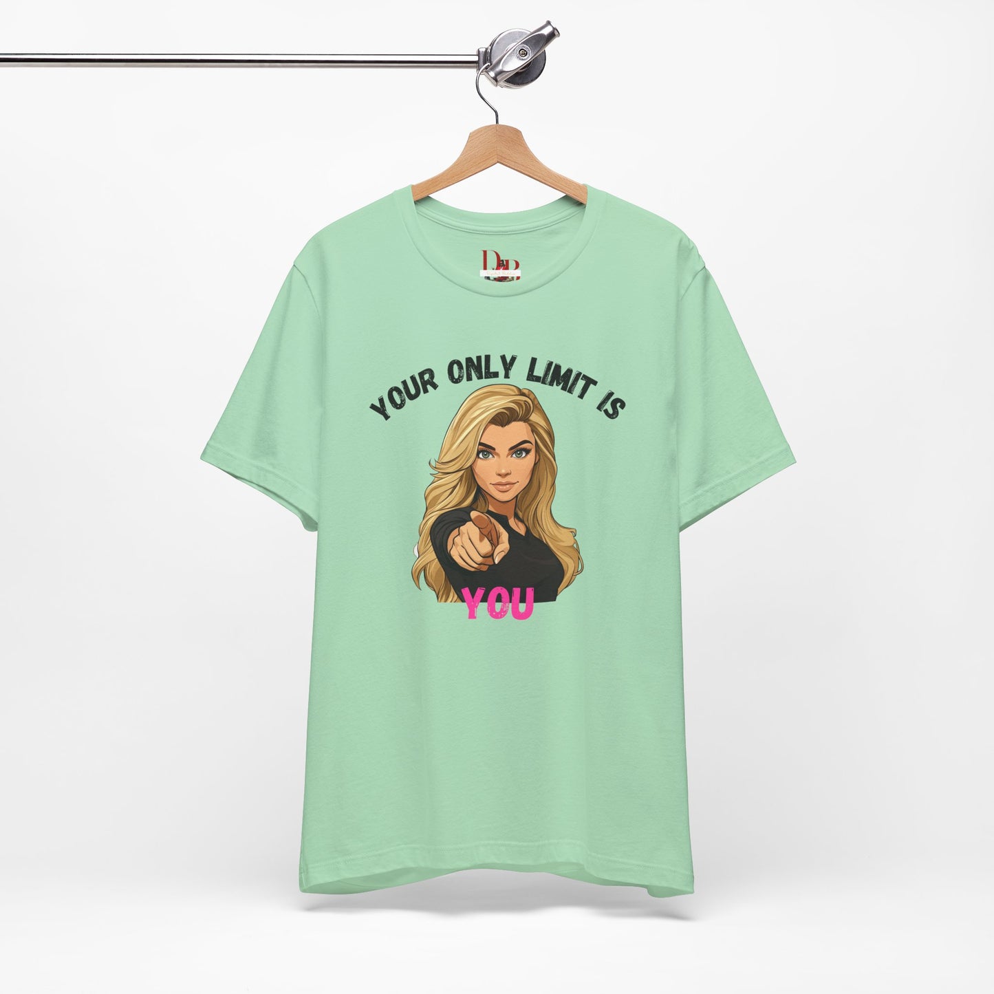 "Your Only Limit Is You" Inspirational Shirt B – Motivational Tee in Black & Pink