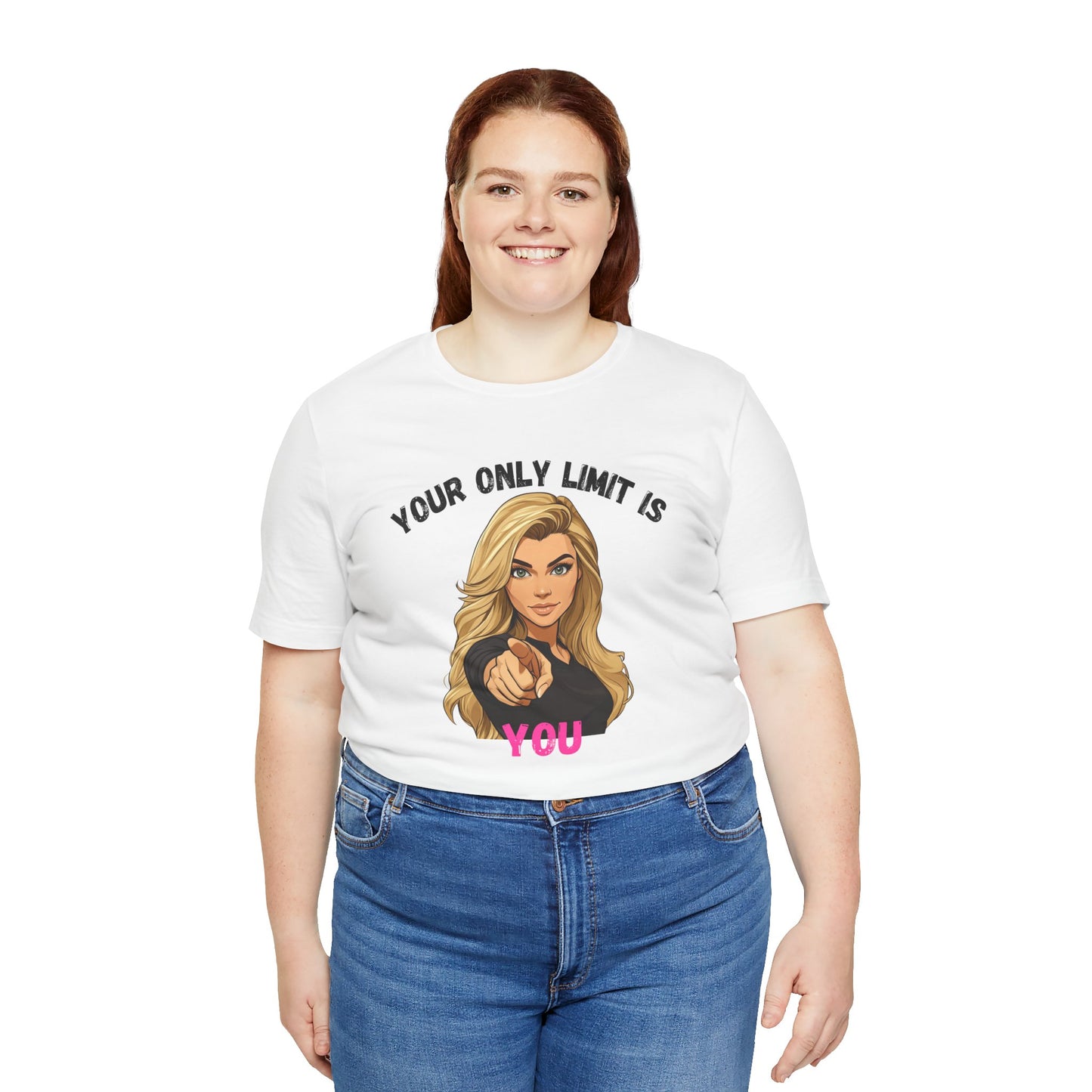 "Your Only Limit Is You" Inspirational Shirt B – Motivational Tee in Black & Pink