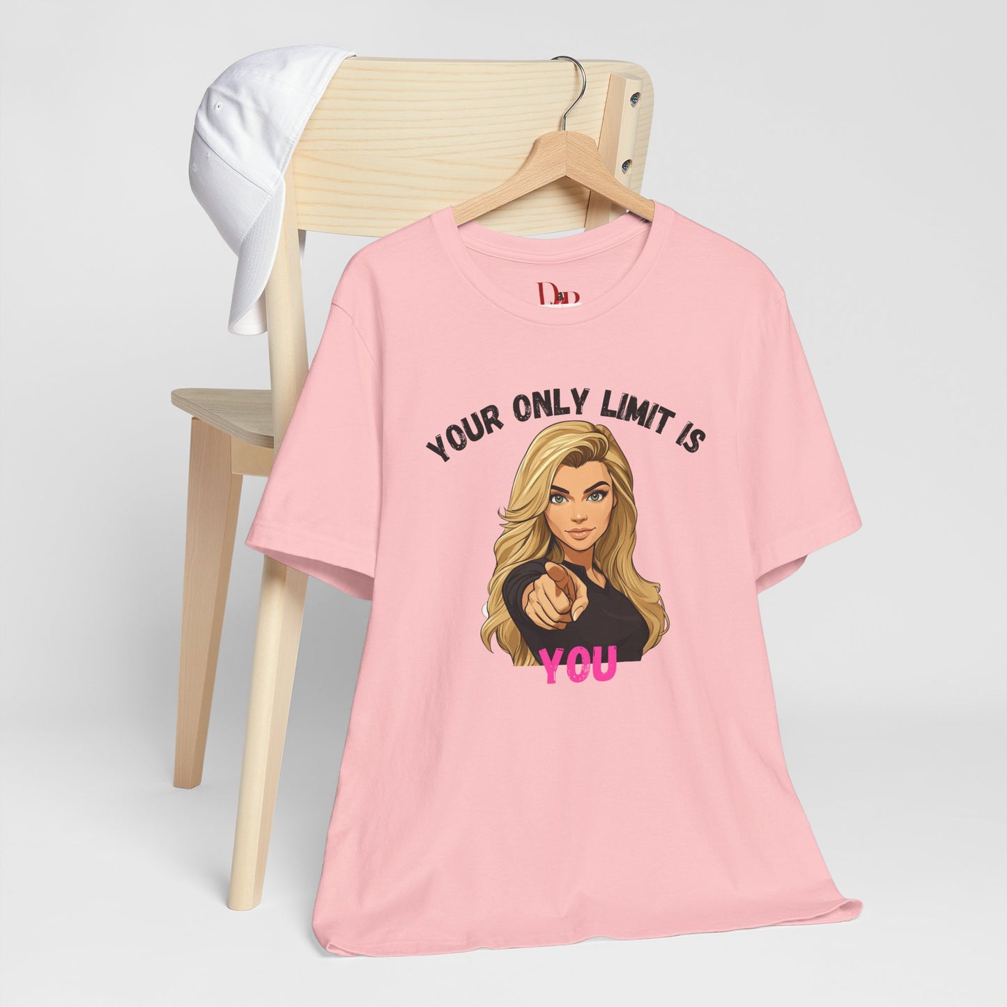 "Your Only Limit Is You" Inspirational Shirt B – Motivational Tee in Black & Pink