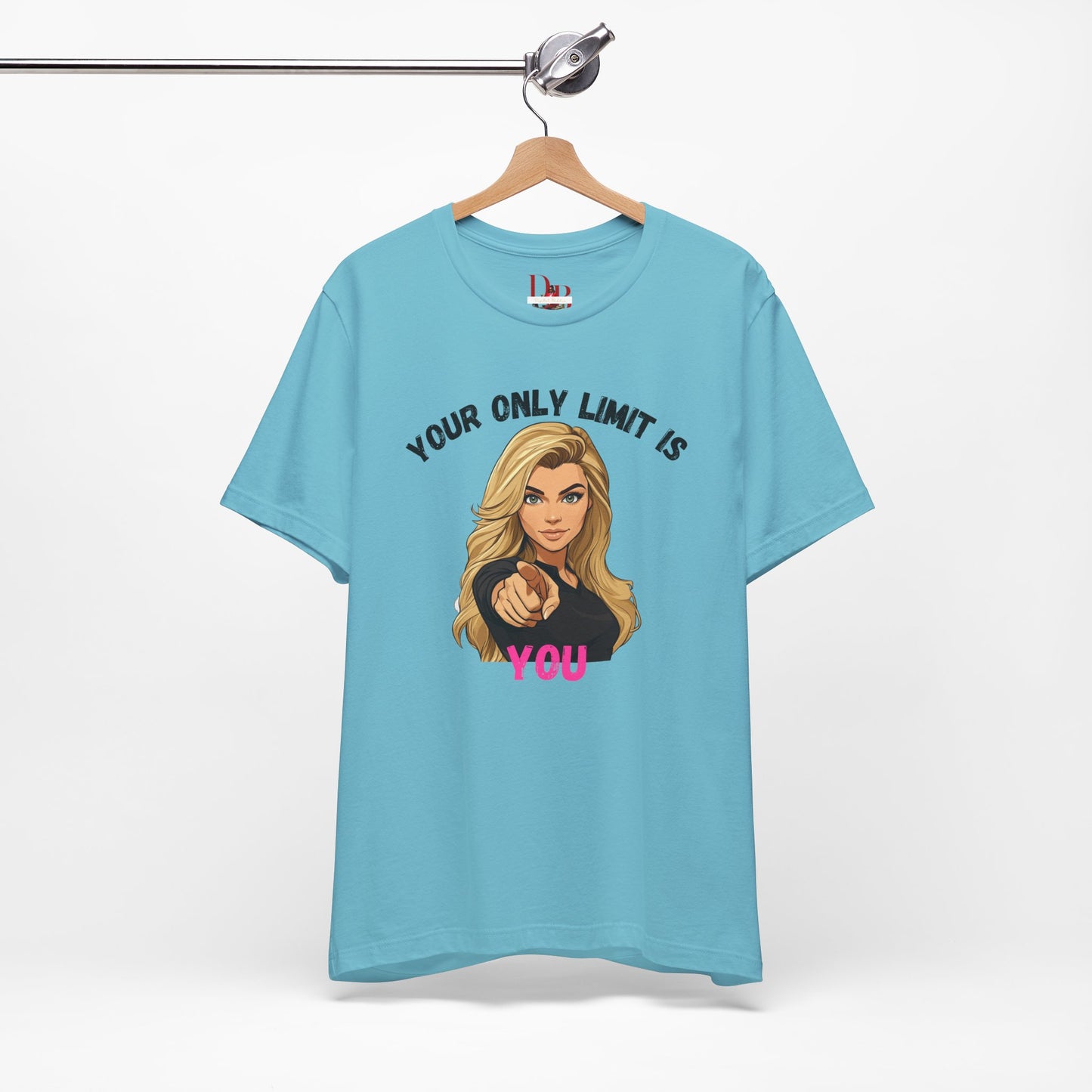 "Your Only Limit Is You" Inspirational Shirt B – Motivational Tee in Black & Pink