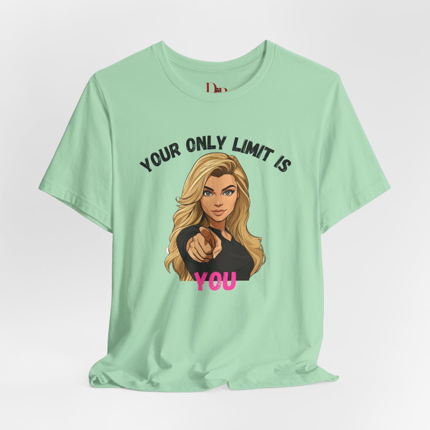 "Your Only Limit Is You" Inspirational Shirt B – Motivational Tee in Black & Pink