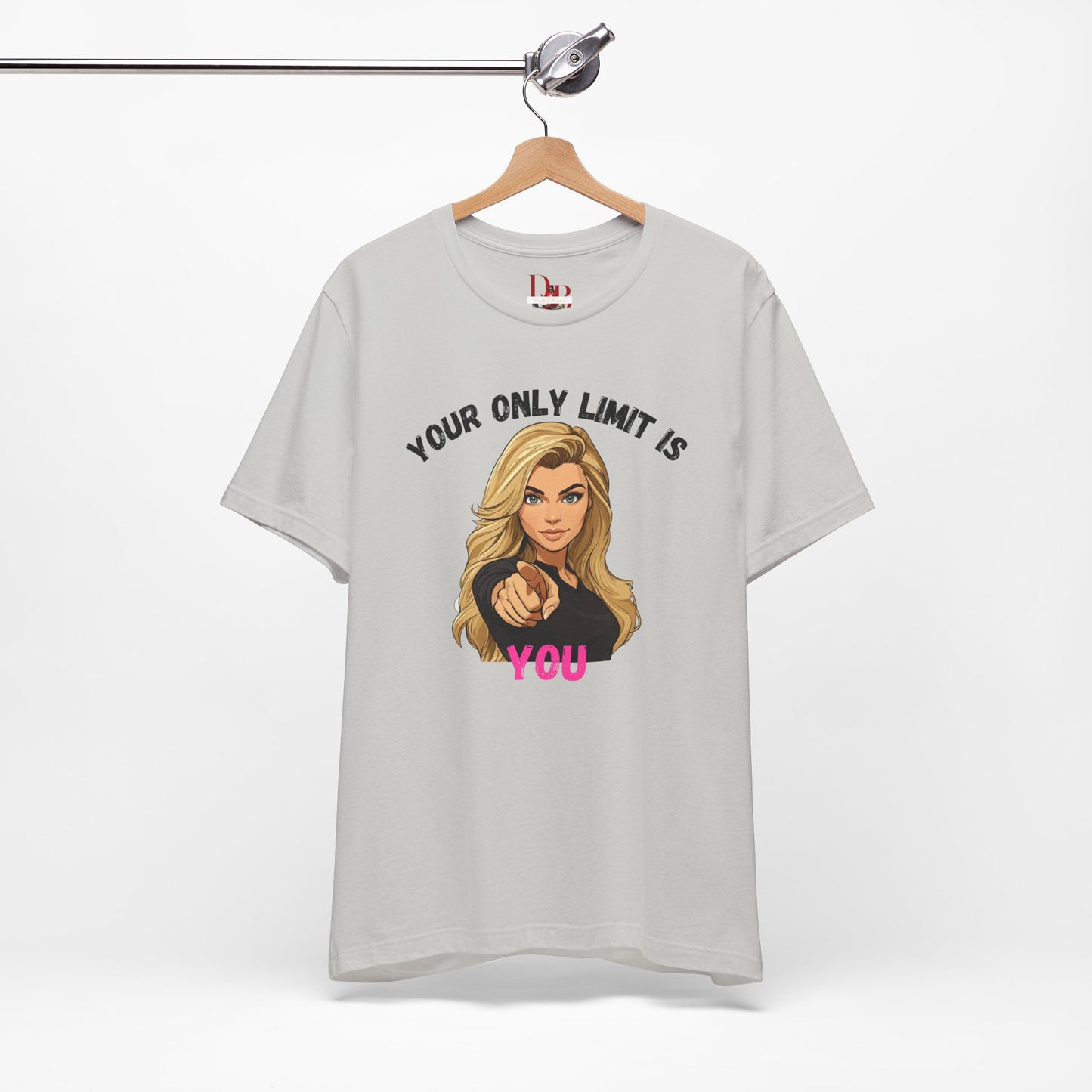 "Your Only Limit Is You" Inspirational Shirt B – Motivational Tee in Black & Pink