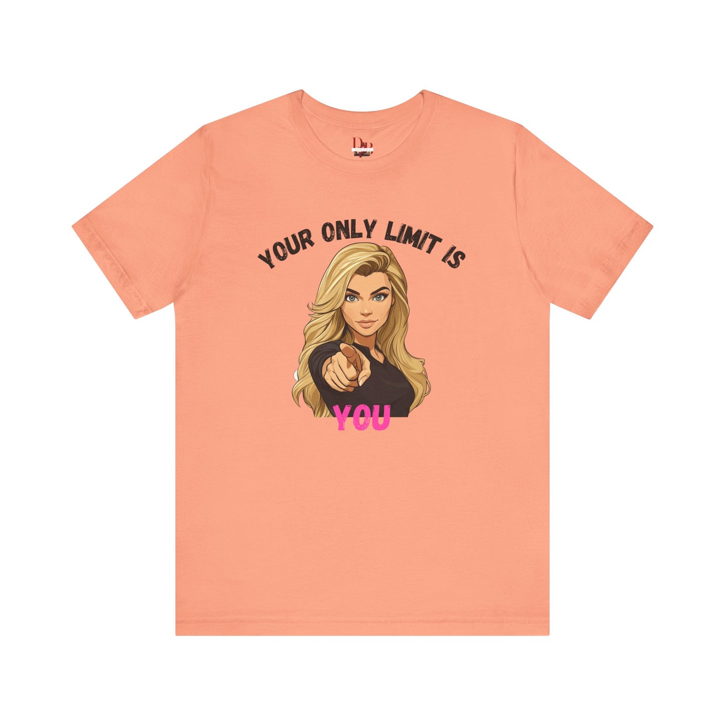 "Your Only Limit Is You" Inspirational Shirt B – Motivational Tee in Black & Pink