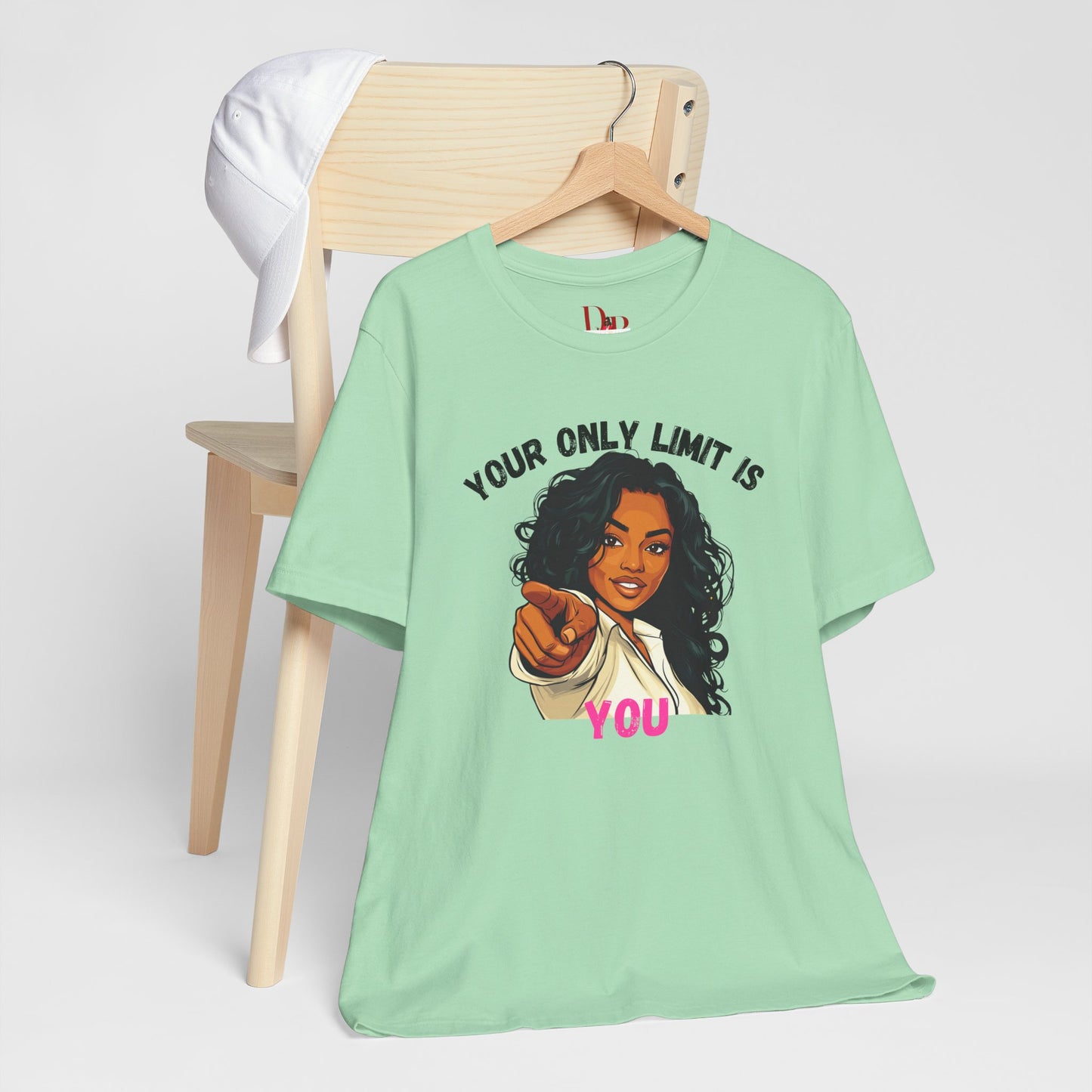 "Your Only Limit Is You" Inspirational Shirt – Motivational Tee in Black & Pink