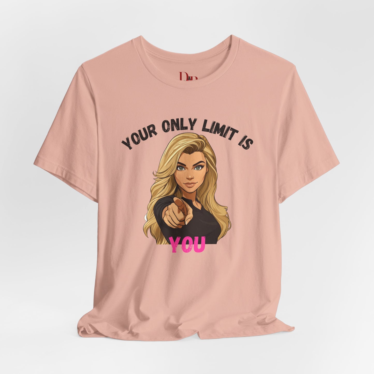 "Your Only Limit Is You" Inspirational Shirt B – Motivational Tee in Black & Pink