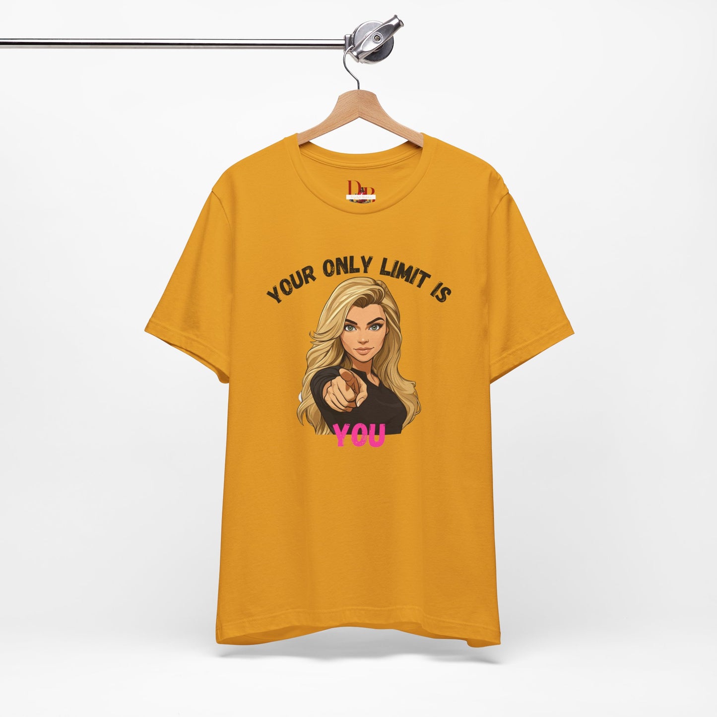 "Your Only Limit Is You" Inspirational Shirt B – Motivational Tee in Black & Pink