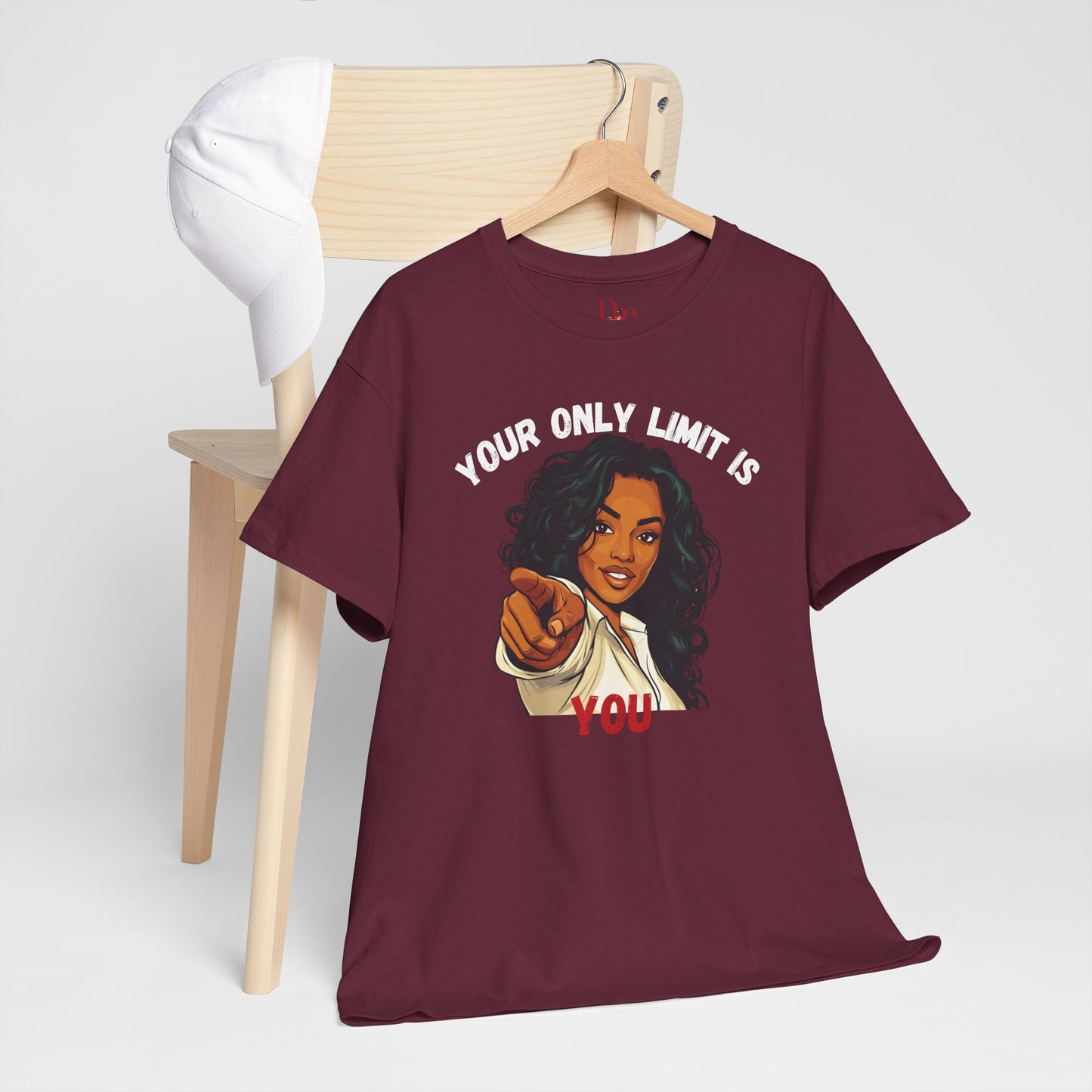 "Your Only Limit Is You" Inspirational Shirt – Motivational Tee in White & Red Text