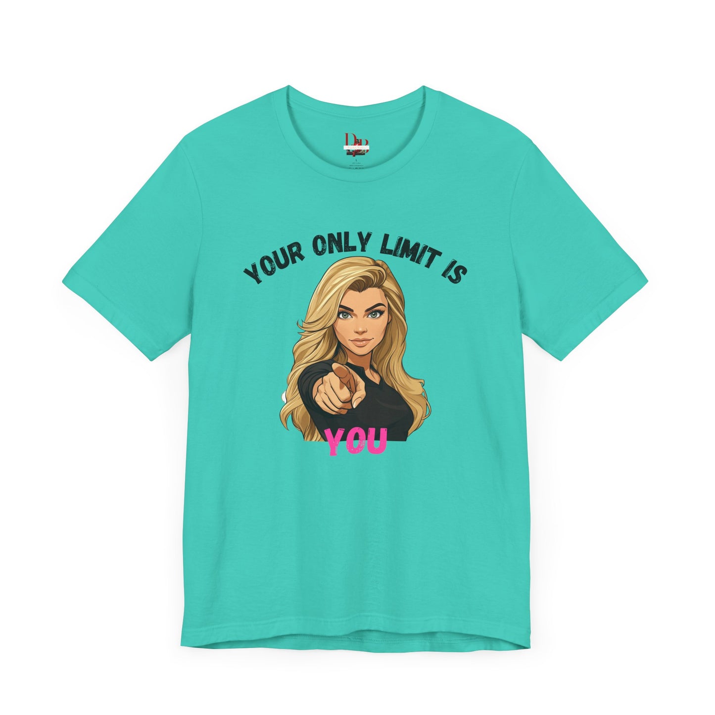 "Your Only Limit Is You" Inspirational Shirt B – Motivational Tee in Black & Pink