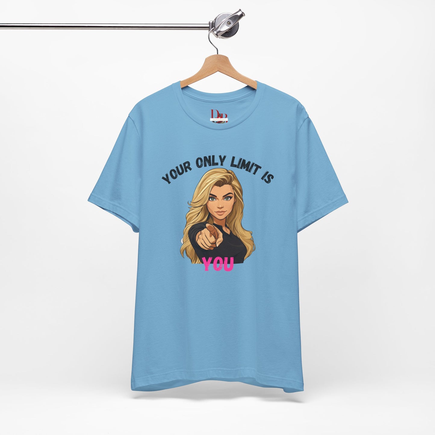 "Your Only Limit Is You" Inspirational Shirt B – Motivational Tee in Black & Pink