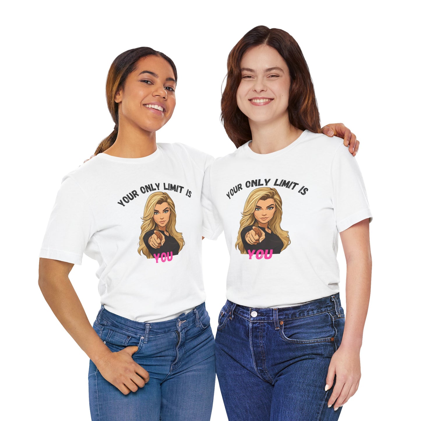 "Your Only Limit Is You" Inspirational Shirt B – Motivational Tee in Black & Pink