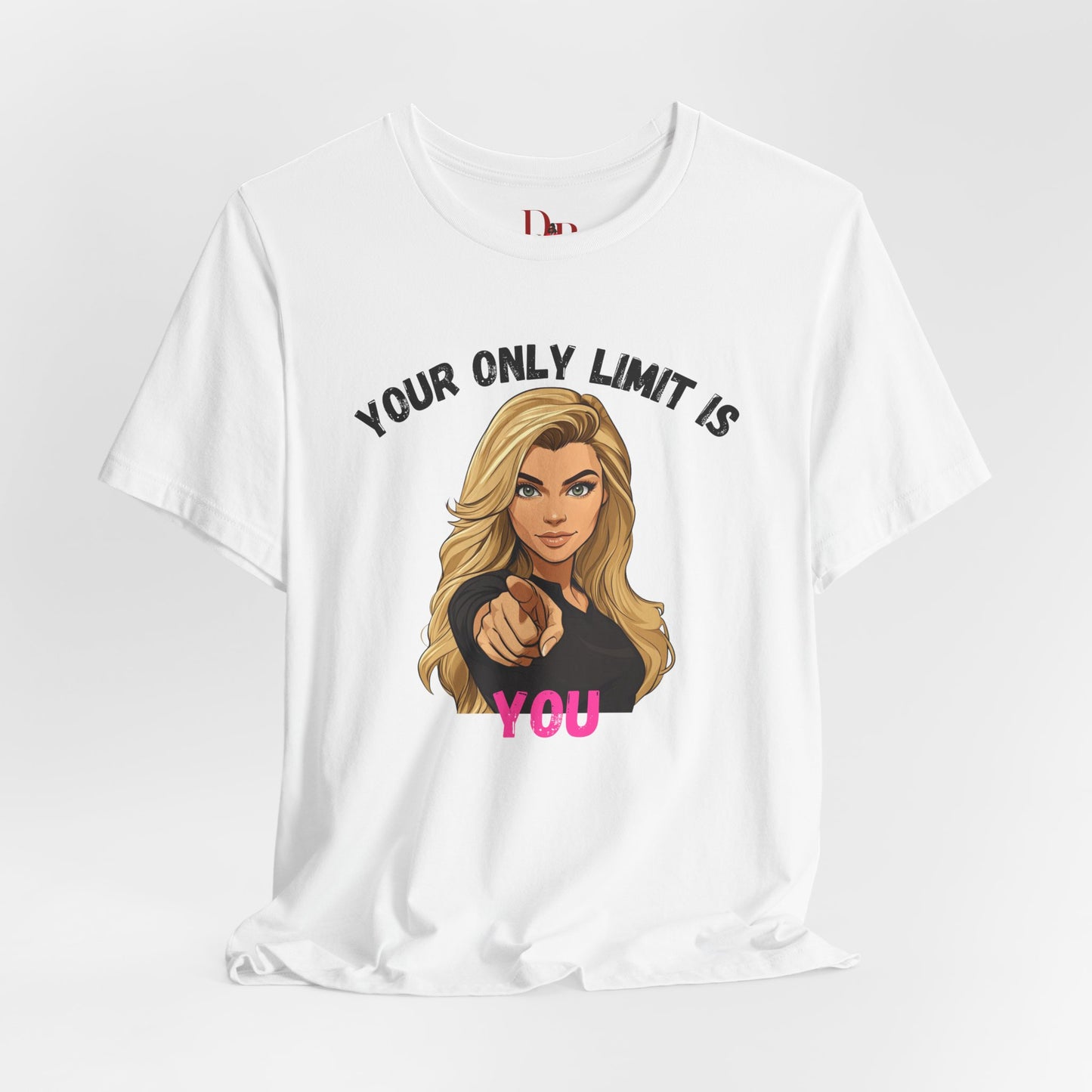 "Your Only Limit Is You" Inspirational Shirt B – Motivational Tee in Black & Pink