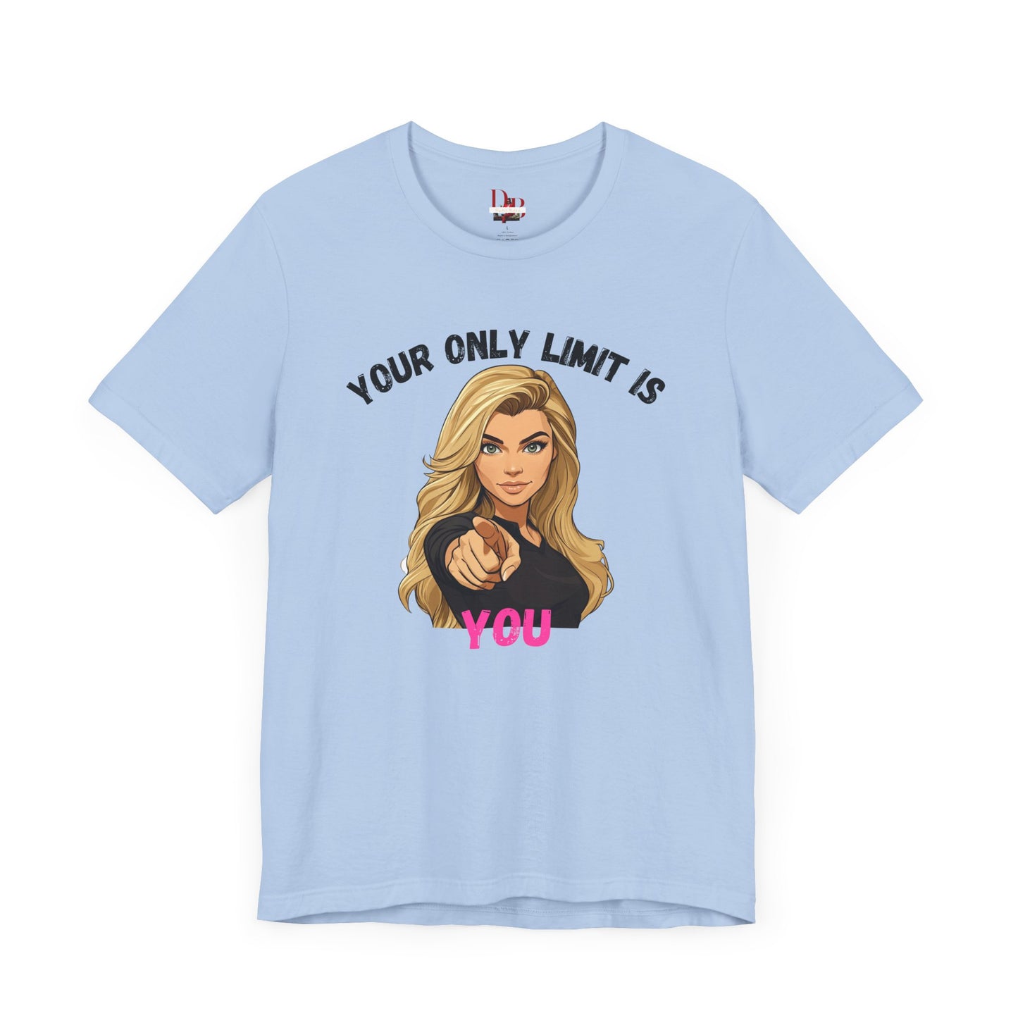 "Your Only Limit Is You" Inspirational Shirt B – Motivational Tee in Black & Pink