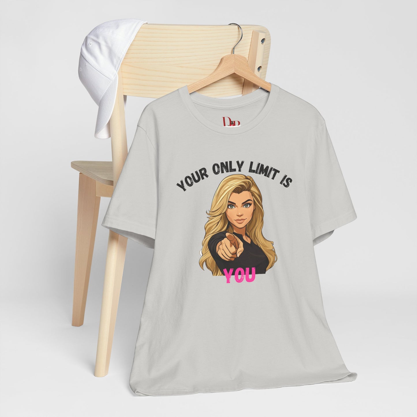 "Your Only Limit Is You" Inspirational Shirt B – Motivational Tee in Black & Pink