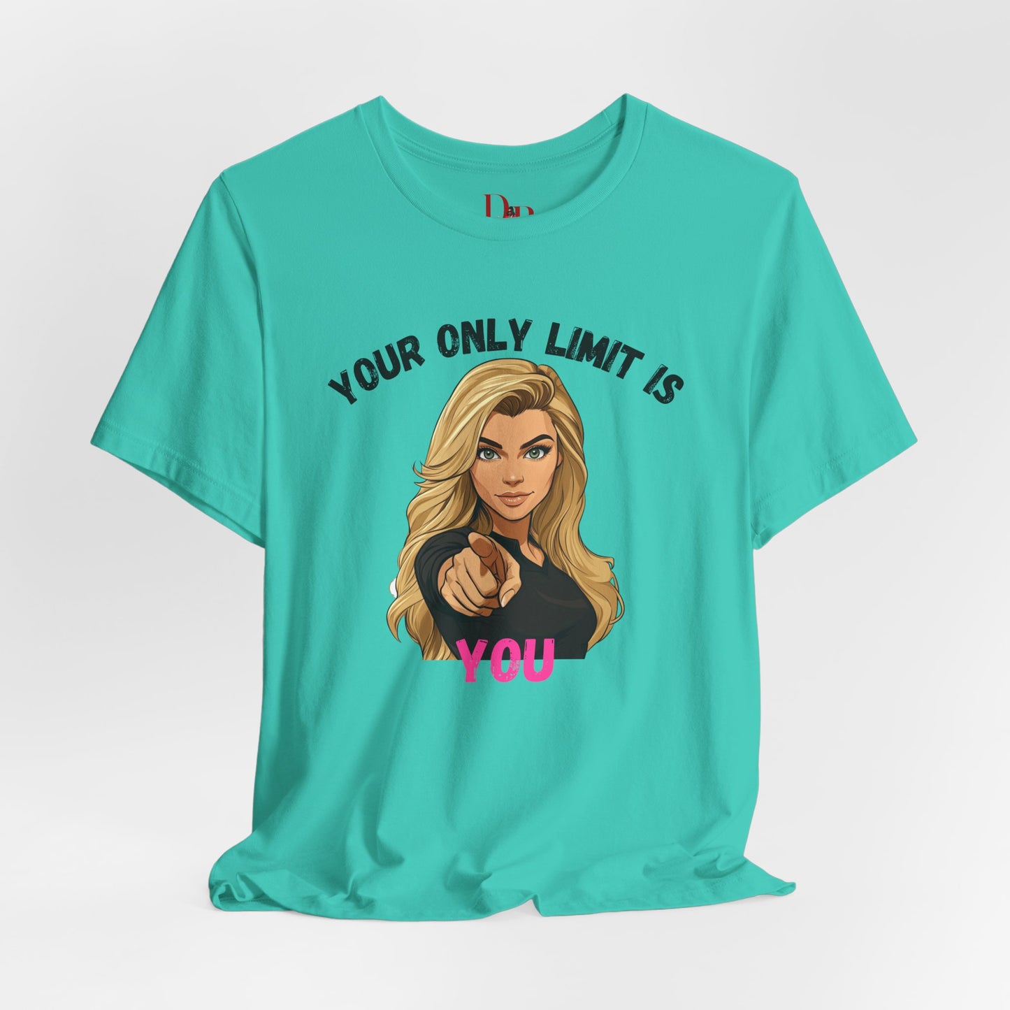 "Your Only Limit Is You" Inspirational Shirt B – Motivational Tee in Black & Pink
