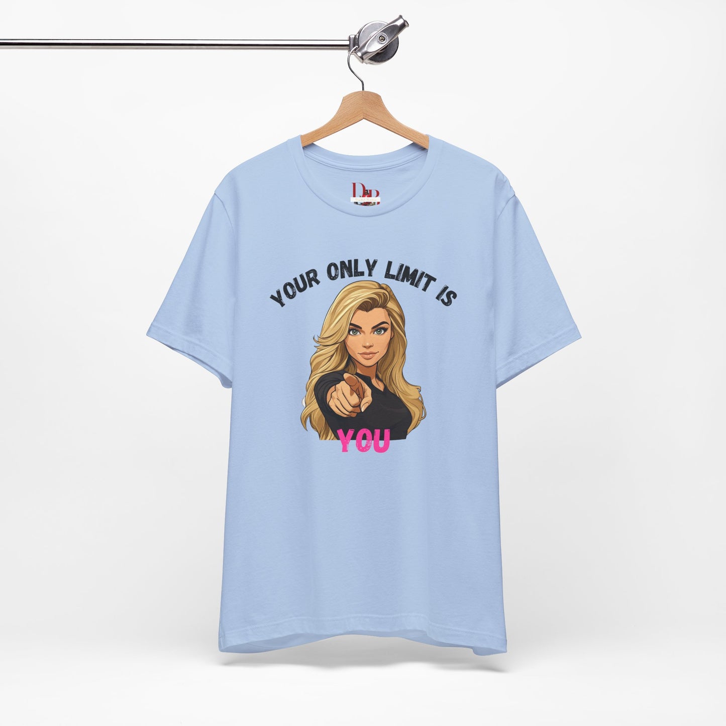 "Your Only Limit Is You" Inspirational Shirt B – Motivational Tee in Black & Pink