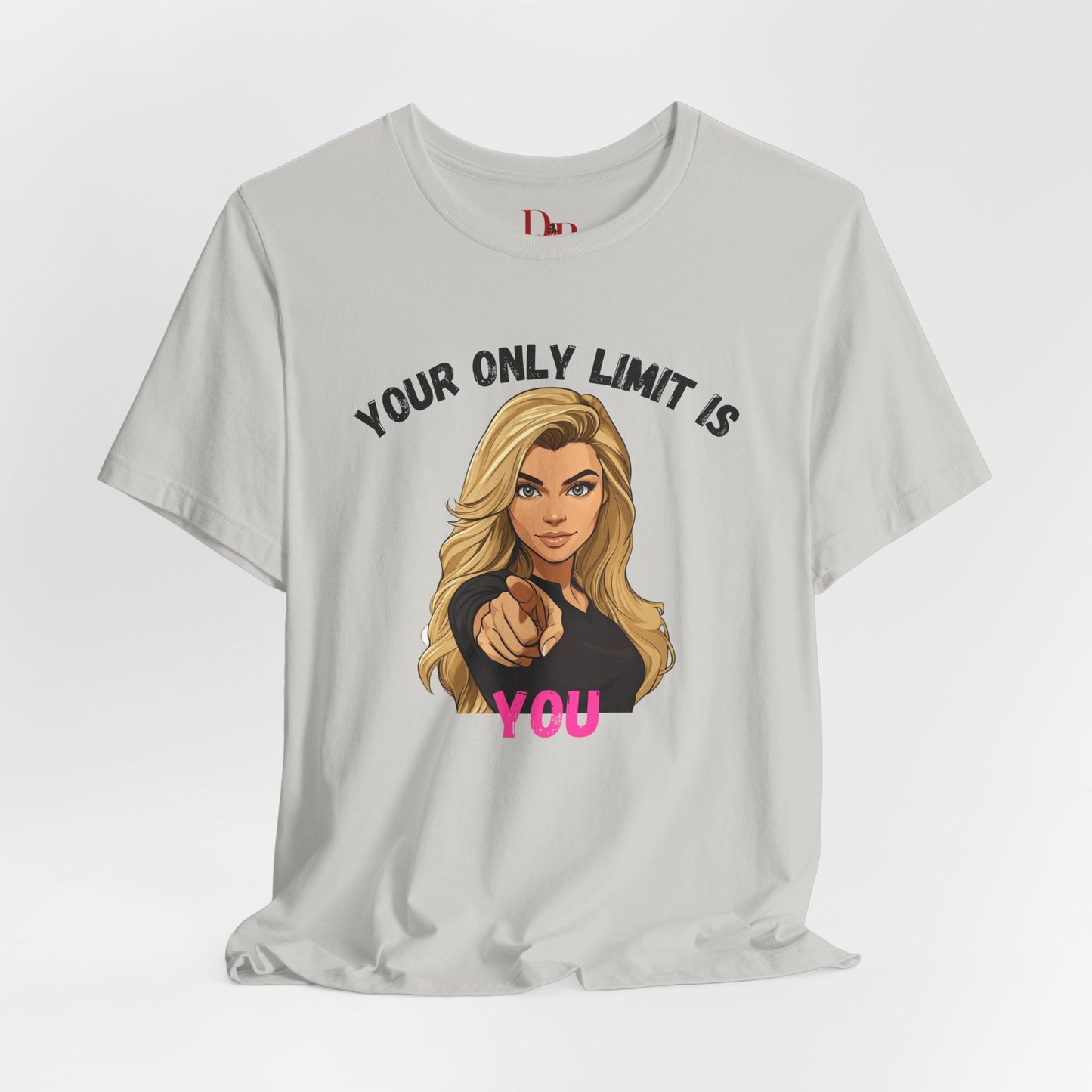 "Your Only Limit Is You" Inspirational Shirt B – Motivational Tee in Black & Pink