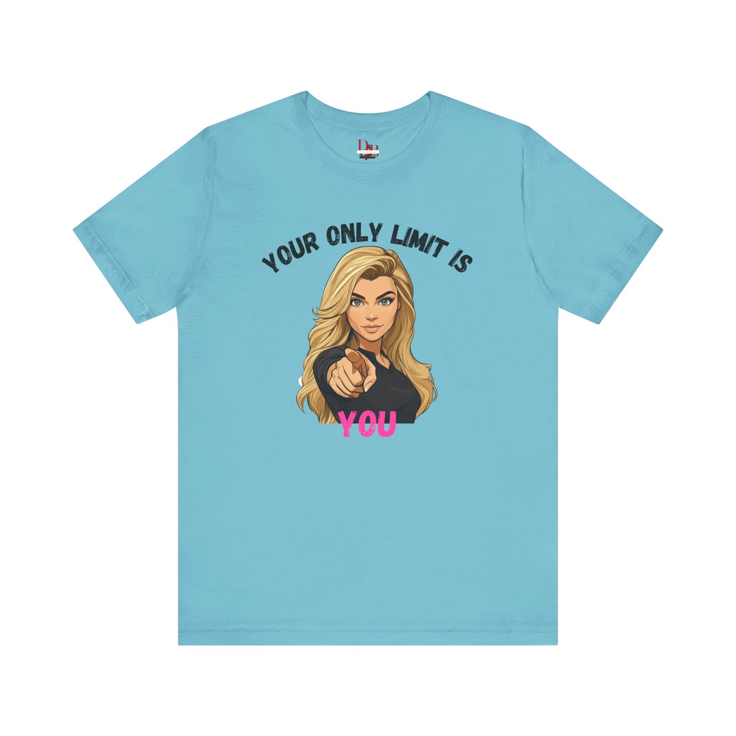 "Your Only Limit Is You" Inspirational Shirt B – Motivational Tee in Black & Pink