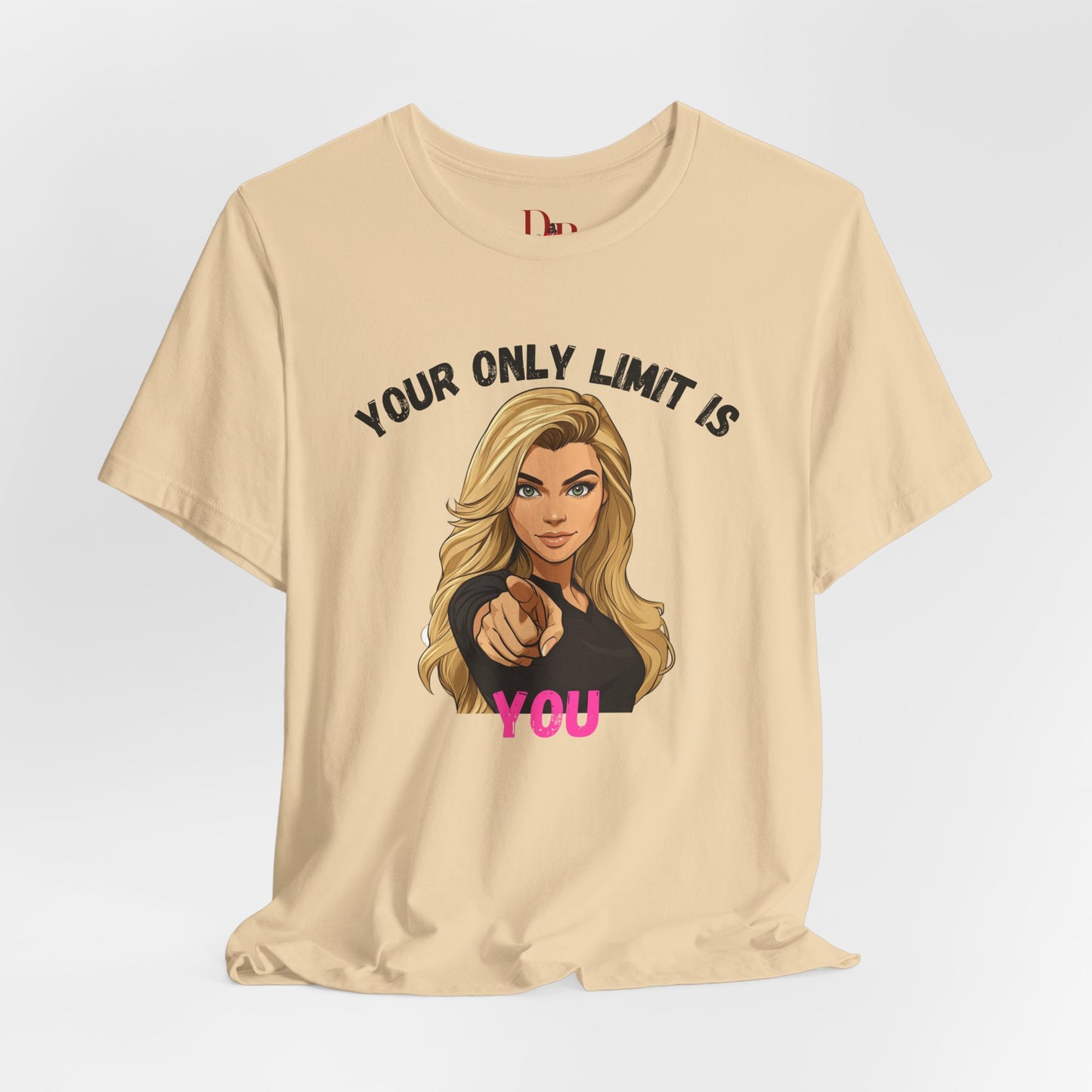 "Your Only Limit Is You" Inspirational Shirt B – Motivational Tee in Black & Pink