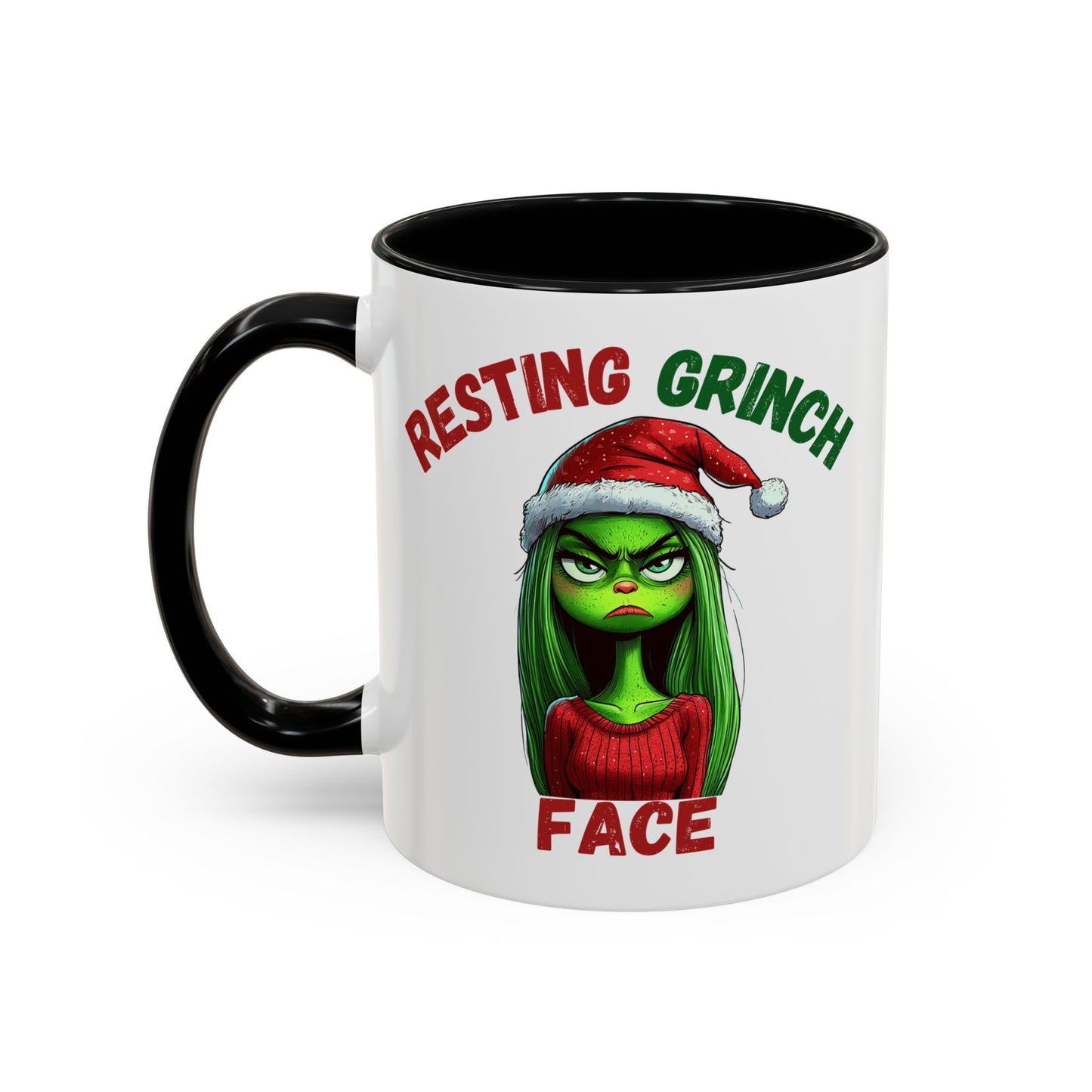 "Resting Grinch Face" Christmas Mug – Funny Holiday Coffee Cup in Red & Green (11, 15oz)