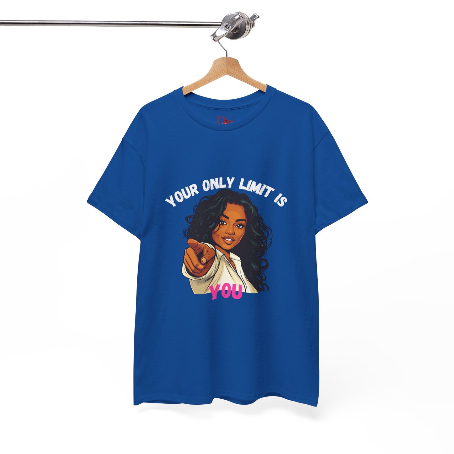 "Your Only Limit Is You" Inspirational Shirt – Motivational Tee in White & Pink Text