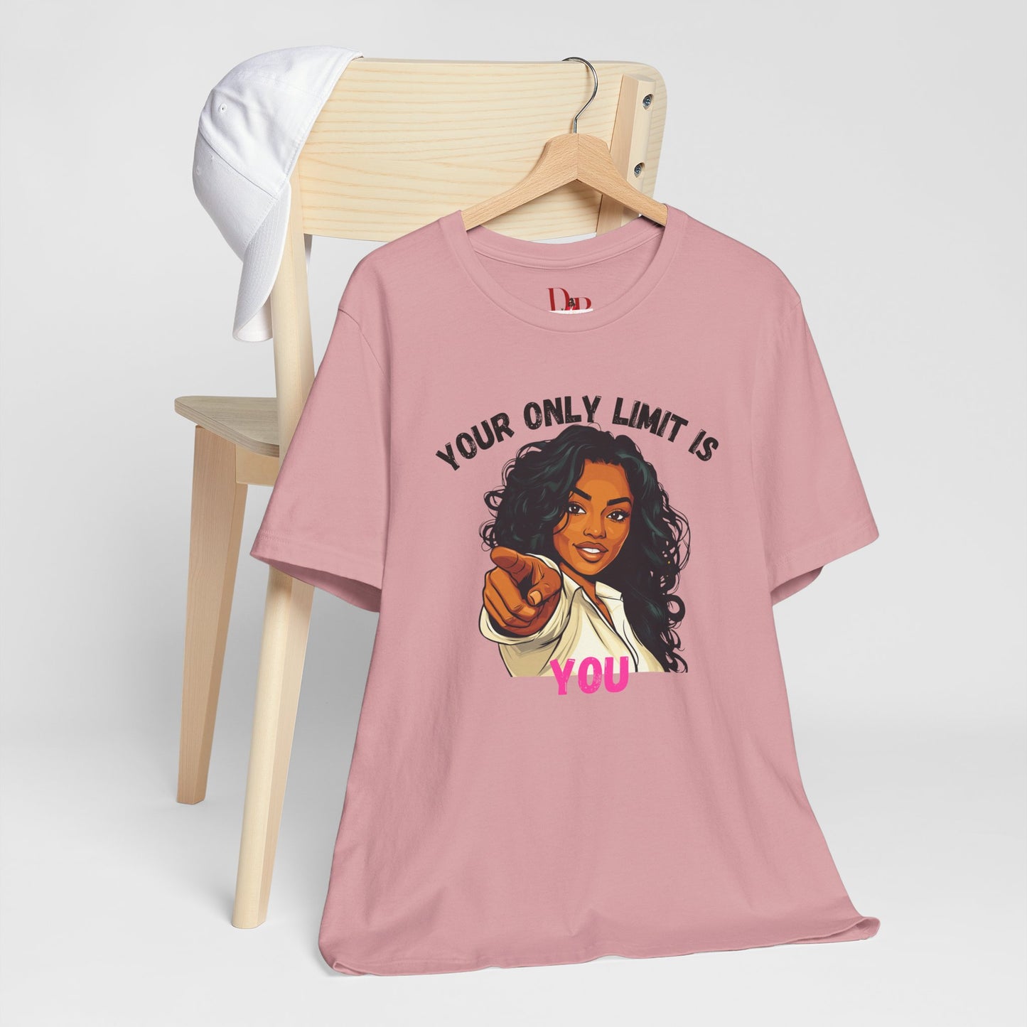 "Your Only Limit Is You" Inspirational Shirt – Motivational Tee in Black & Pink
