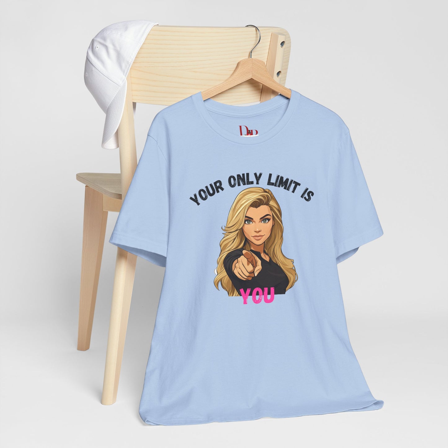 "Your Only Limit Is You" Inspirational Shirt B – Motivational Tee in Black & Pink