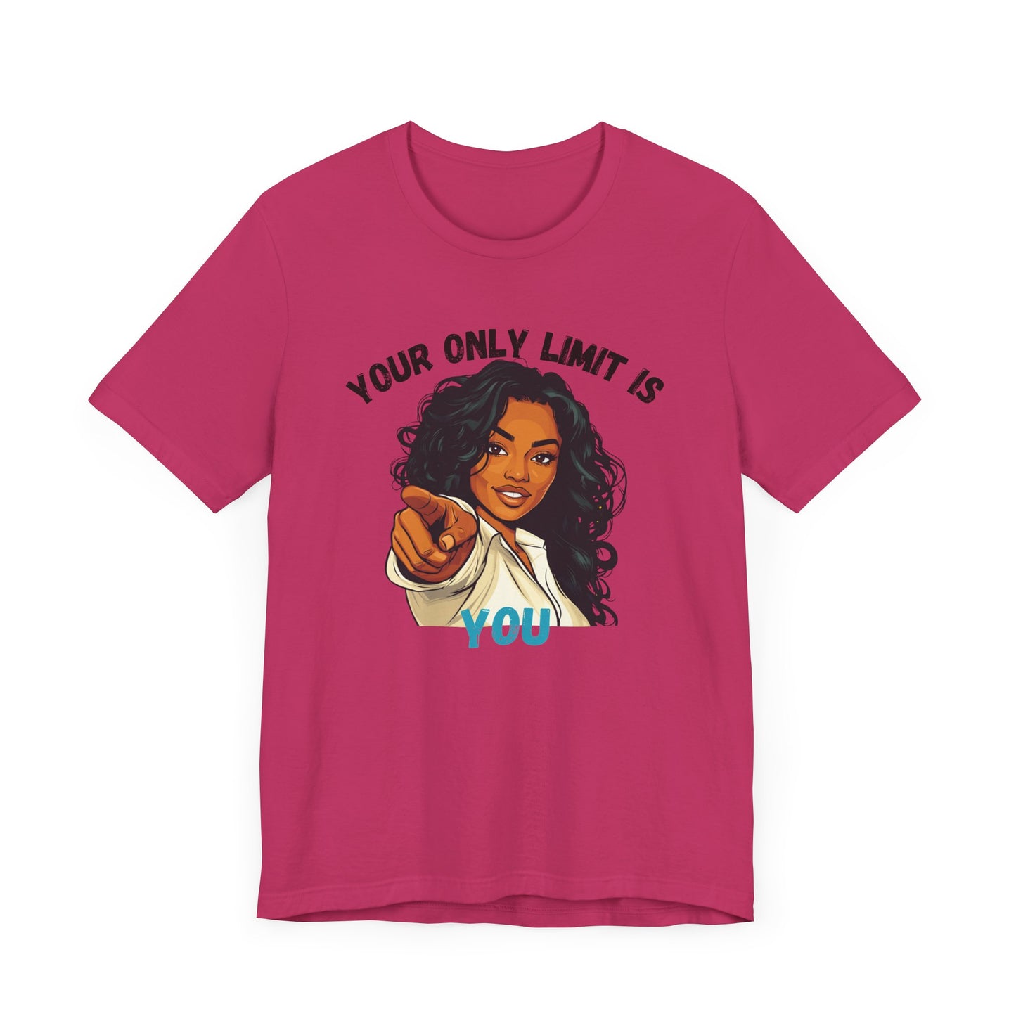 "Your Only Limit Is You" Inspirational Shirt – Motivational Tee in Black & Blue Text