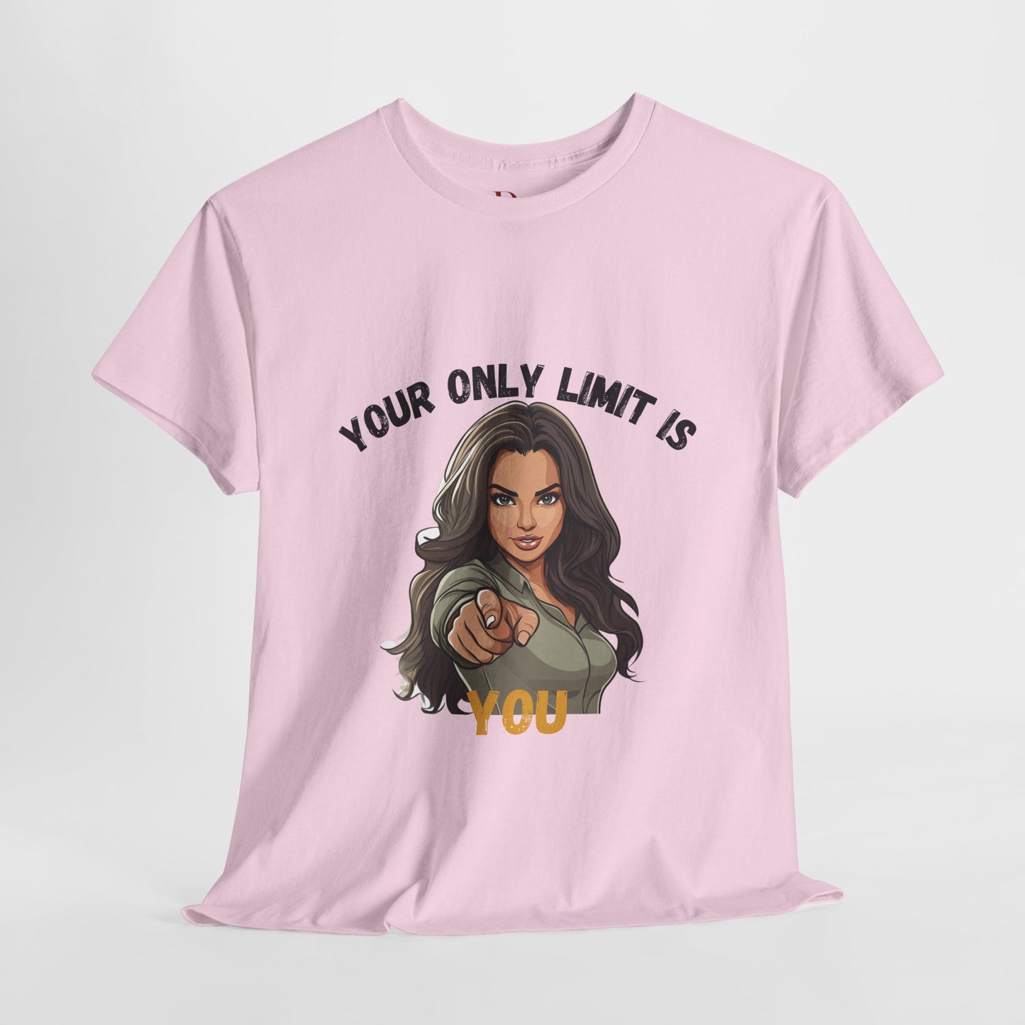 "Your Only Limit Is You" Inspirational Shirt – Motivational Tee in Black & Gold Text