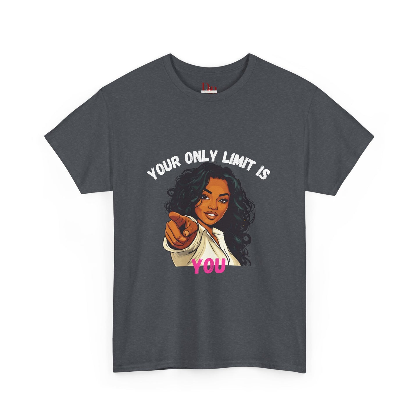 "Your Only Limit Is You" Inspirational Shirt – Motivational Tee in White & Pink Text