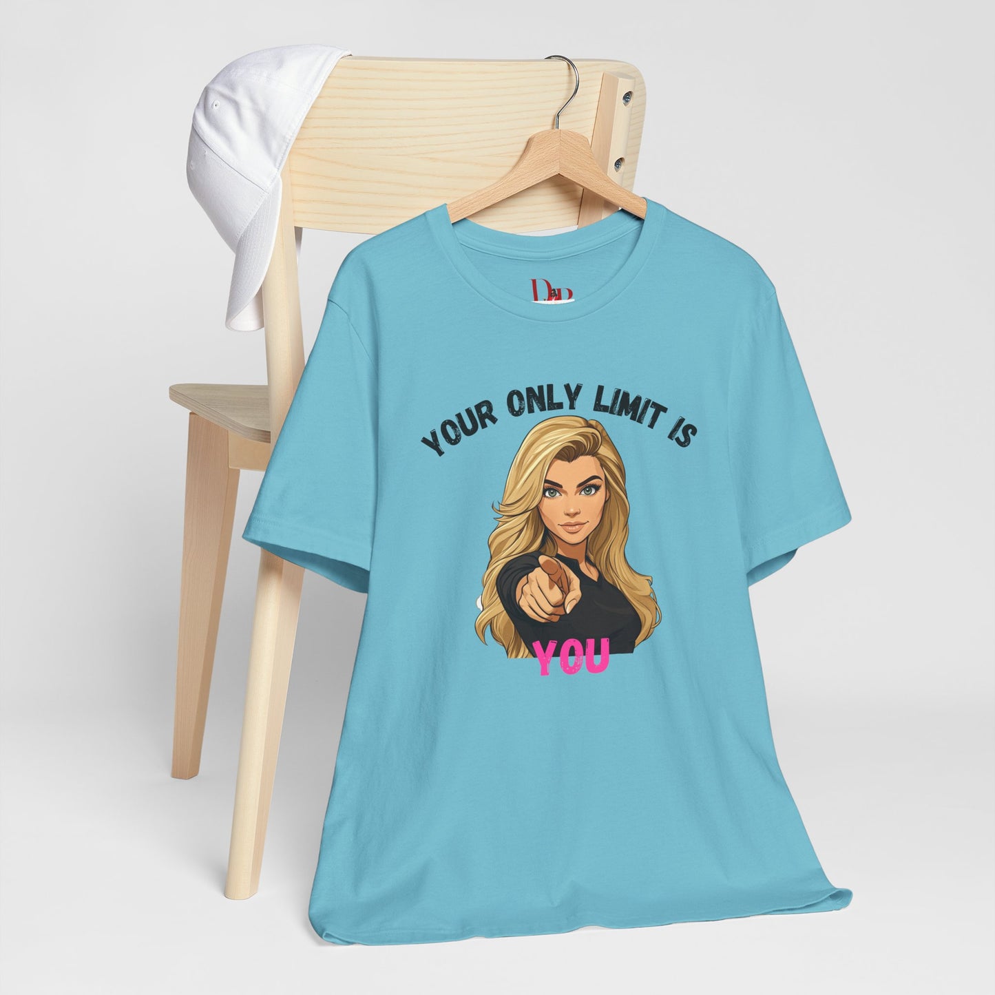 "Your Only Limit Is You" Inspirational Shirt B – Motivational Tee in Black & Pink