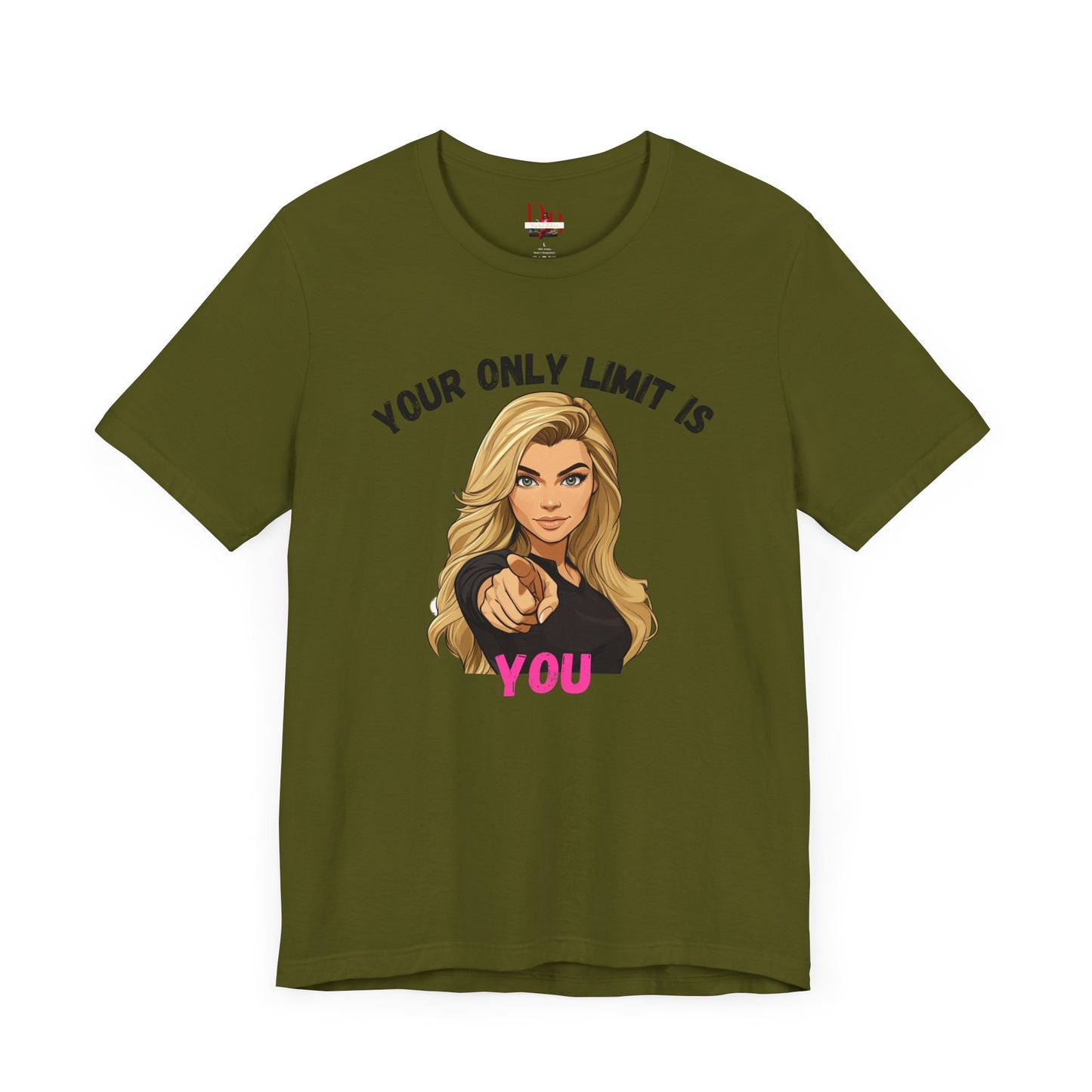 "Your Only Limit Is You" Inspirational Shirt B – Motivational Tee in Black & Pink