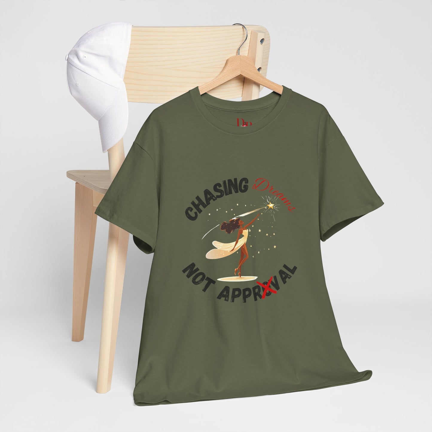 "Chasing Dreams Not Approval" Inspirational Shirt – Motivational Tee in Black & Red Text