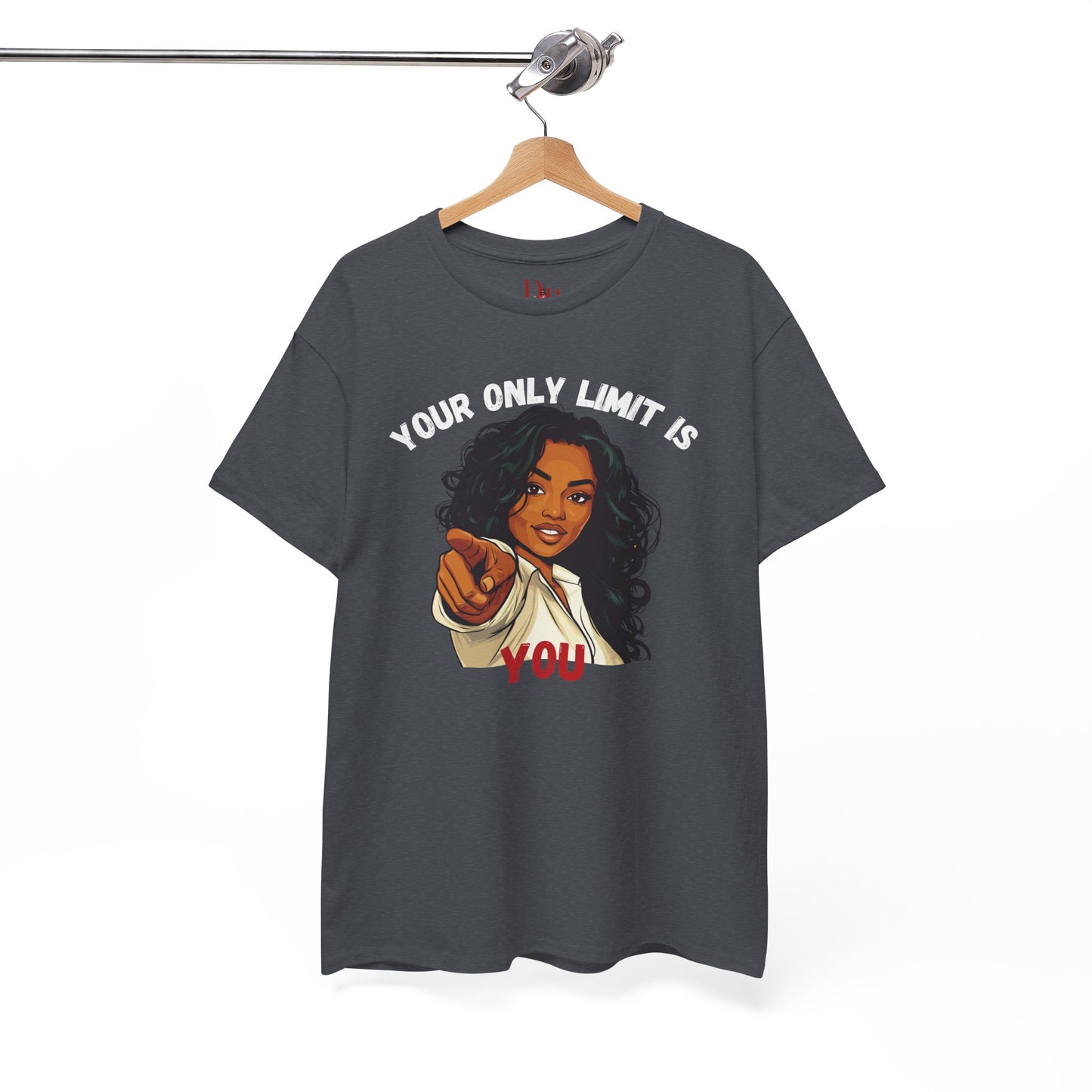 "Your Only Limit Is You" Inspirational Shirt – Motivational Tee in White & Red Text