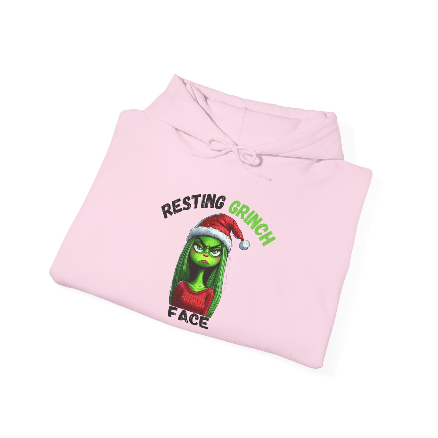 "Resting Grinch Face" Hoodie – Funny Christmas Hoodie in Black & Green Text for Holiday Season