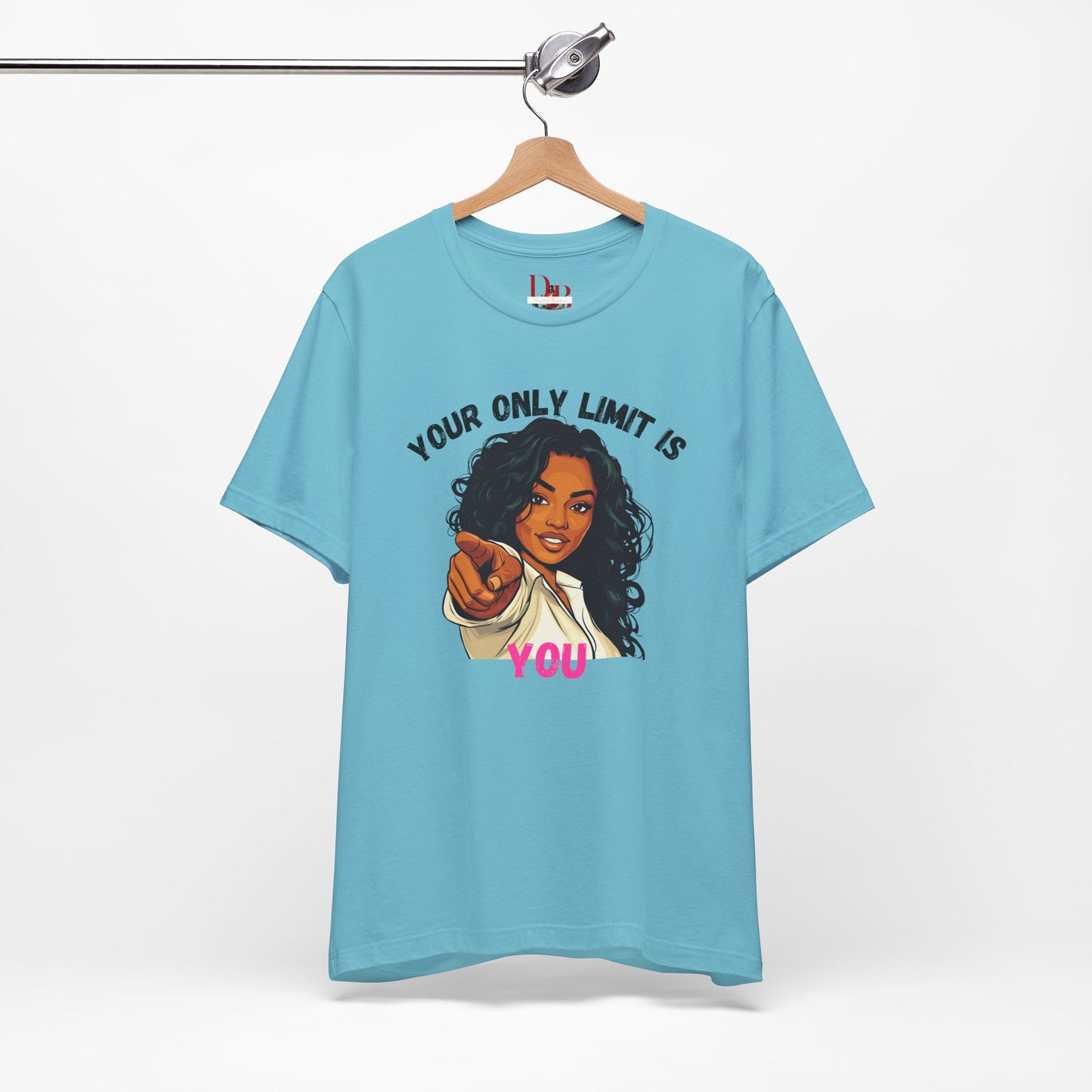 "Your Only Limit Is You" Inspirational Shirt – Motivational Tee in Black & Pink