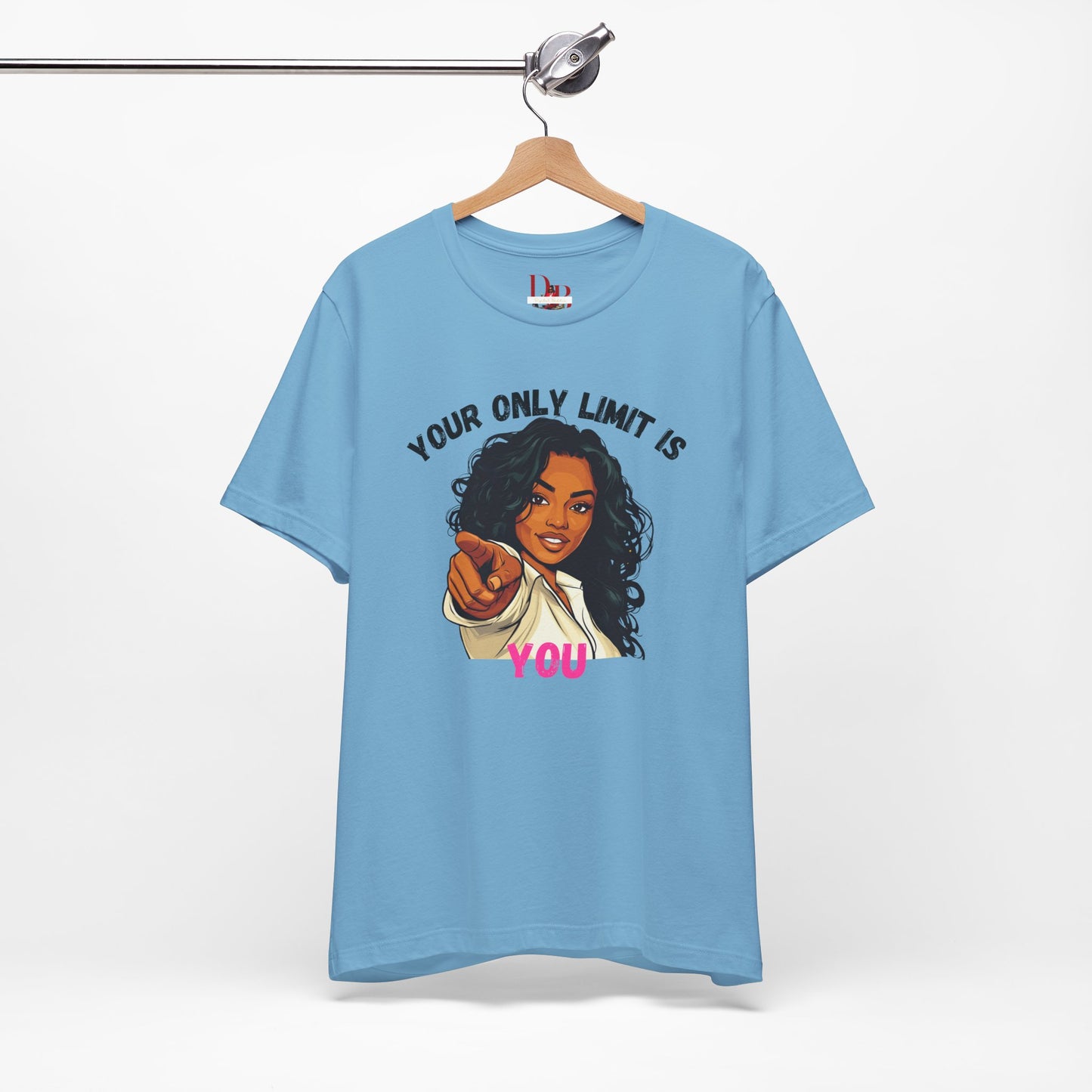 "Your Only Limit Is You" Inspirational Shirt – Motivational Tee in Black & Pink