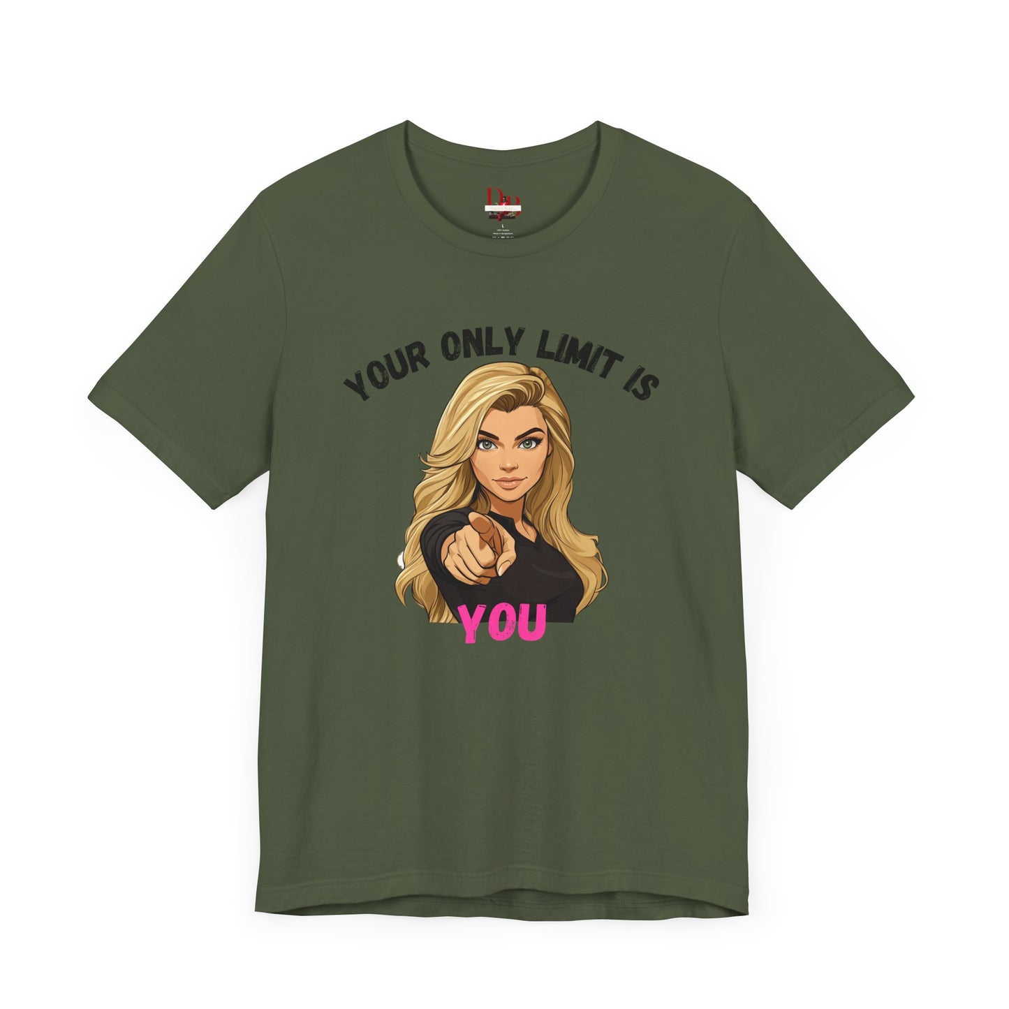 "Your Only Limit Is You" Inspirational Shirt B – Motivational Tee in Black & Pink