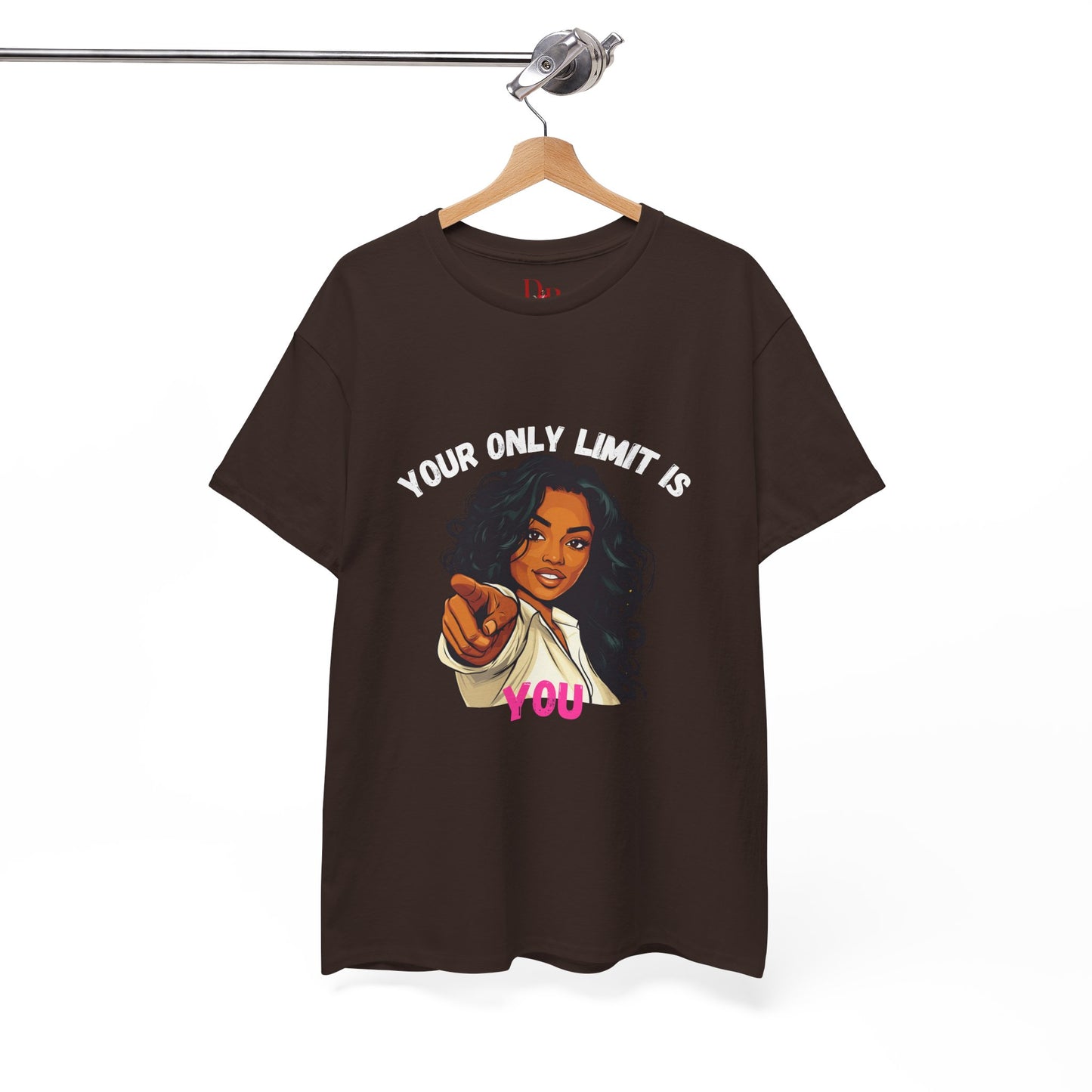 "Your Only Limit Is You" Inspirational Shirt – Motivational Tee in White & Pink Text