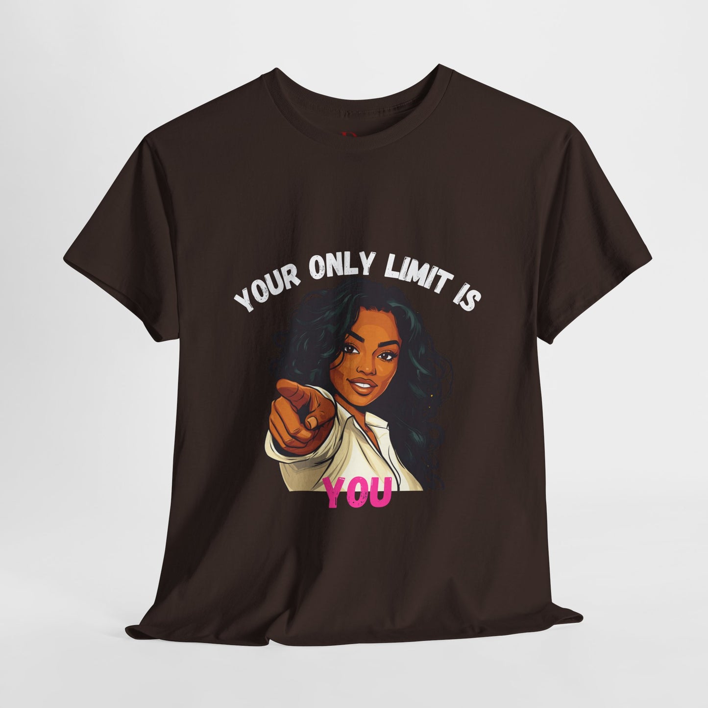 "Your Only Limit Is You" Inspirational Shirt – Motivational Tee in White & Pink Text