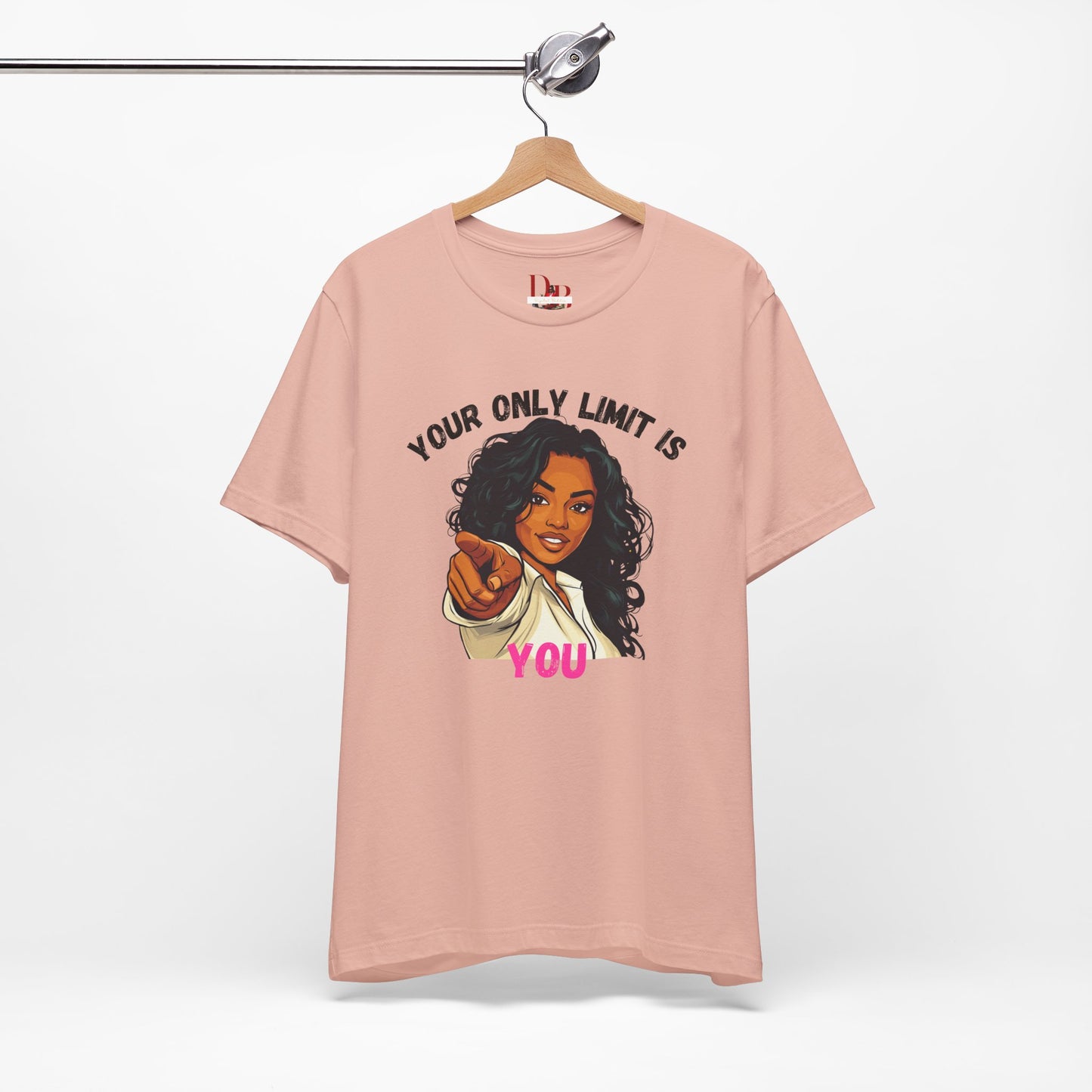 "Your Only Limit Is You" Inspirational Shirt – Motivational Tee in Black & Pink