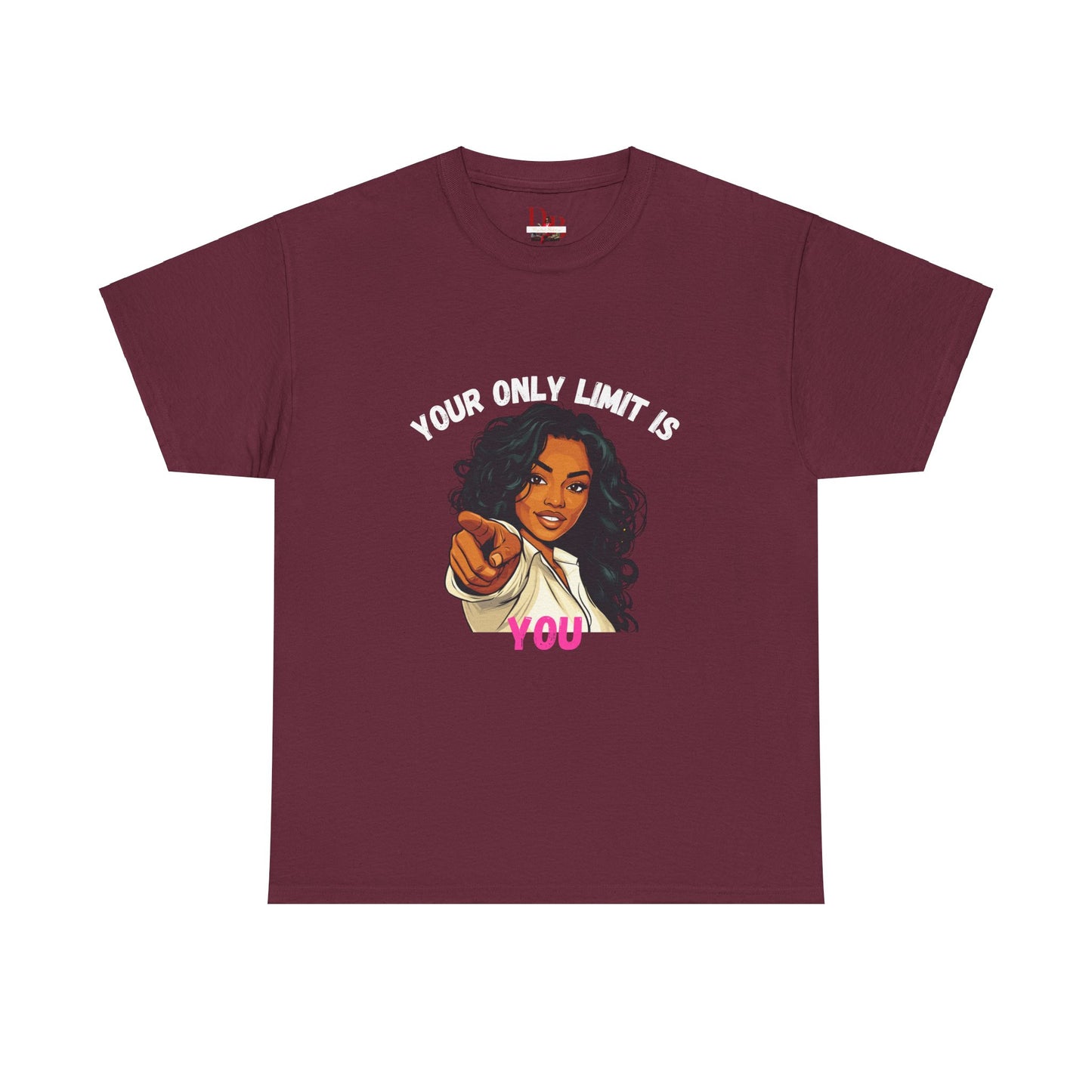 "Your Only Limit Is You" Inspirational Shirt – Motivational Tee in White & Pink Text